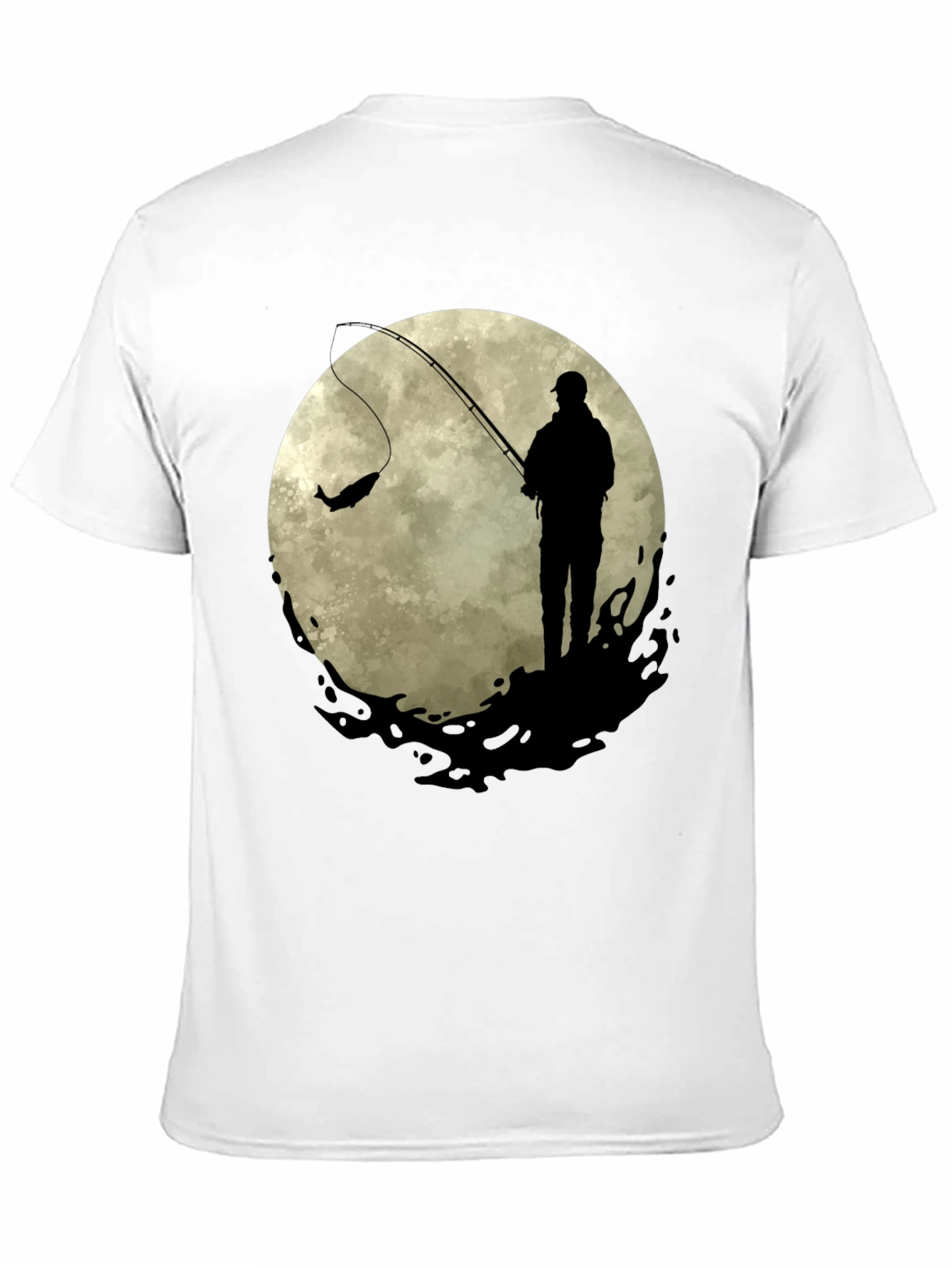 Fisherman Moon Graphic Tee - Black Cotton Blend