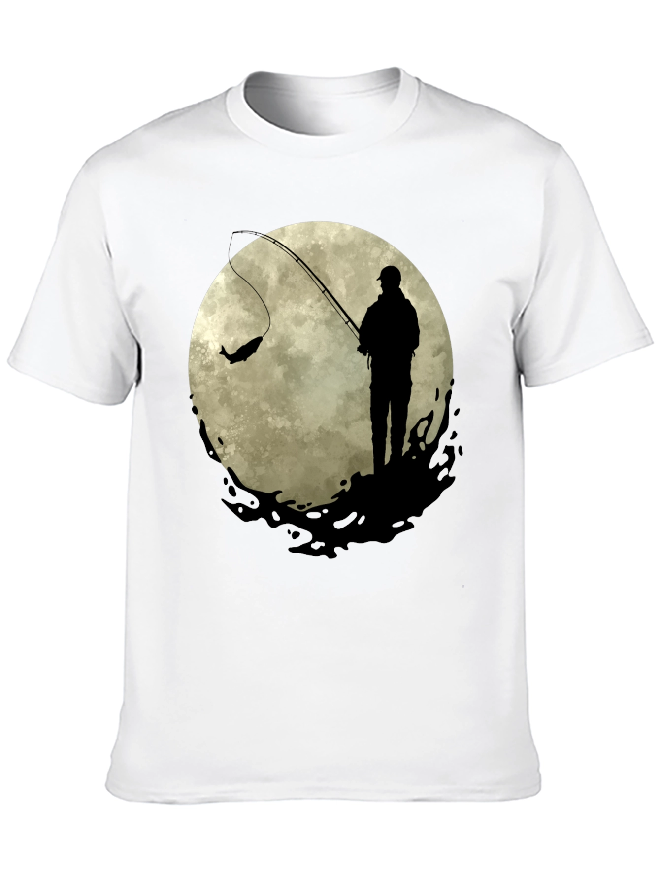 Fisherman Moon Graphic Tee - Black Cotton Blend