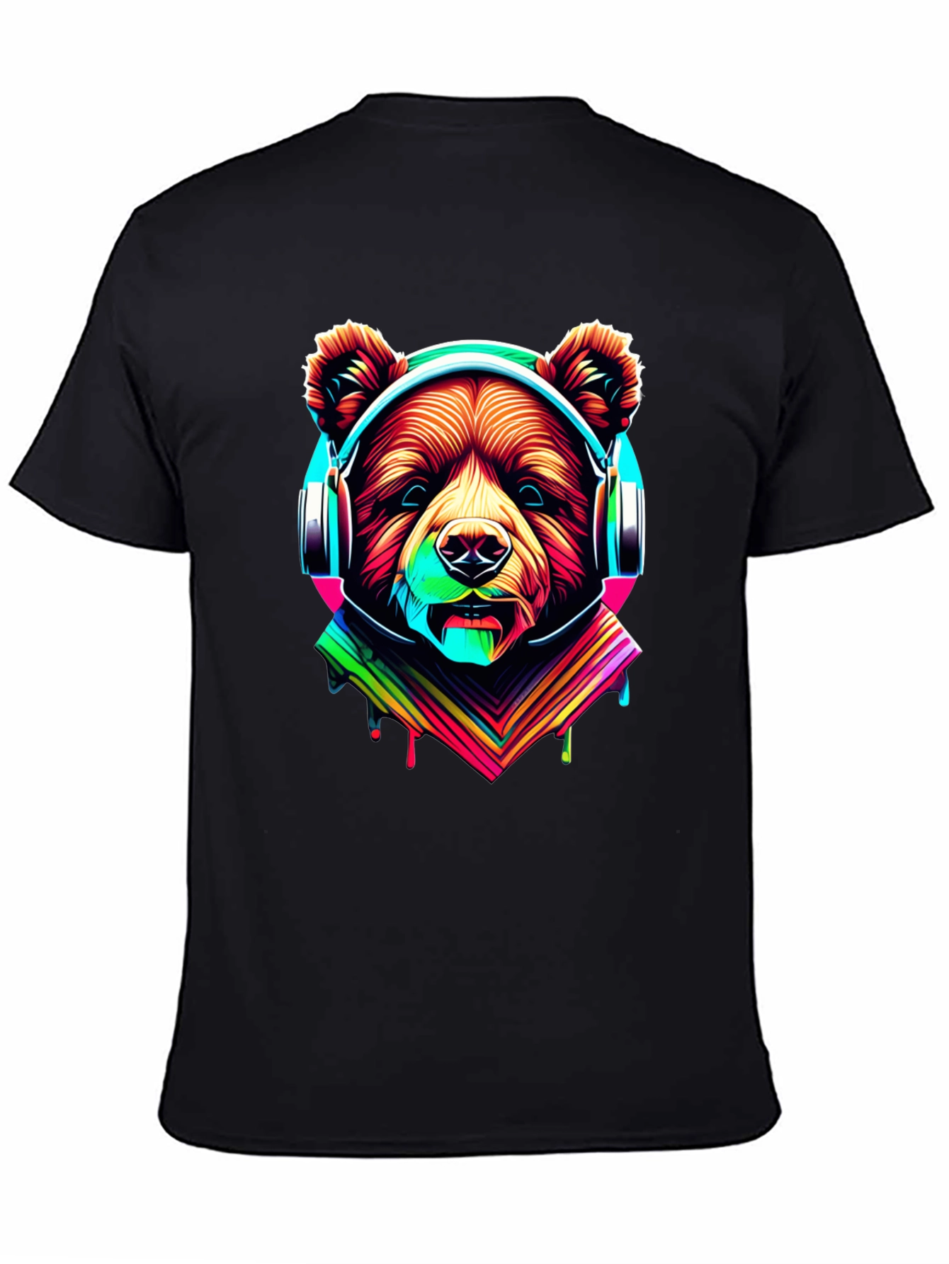 Neon Bear Headphones Graphic Tee