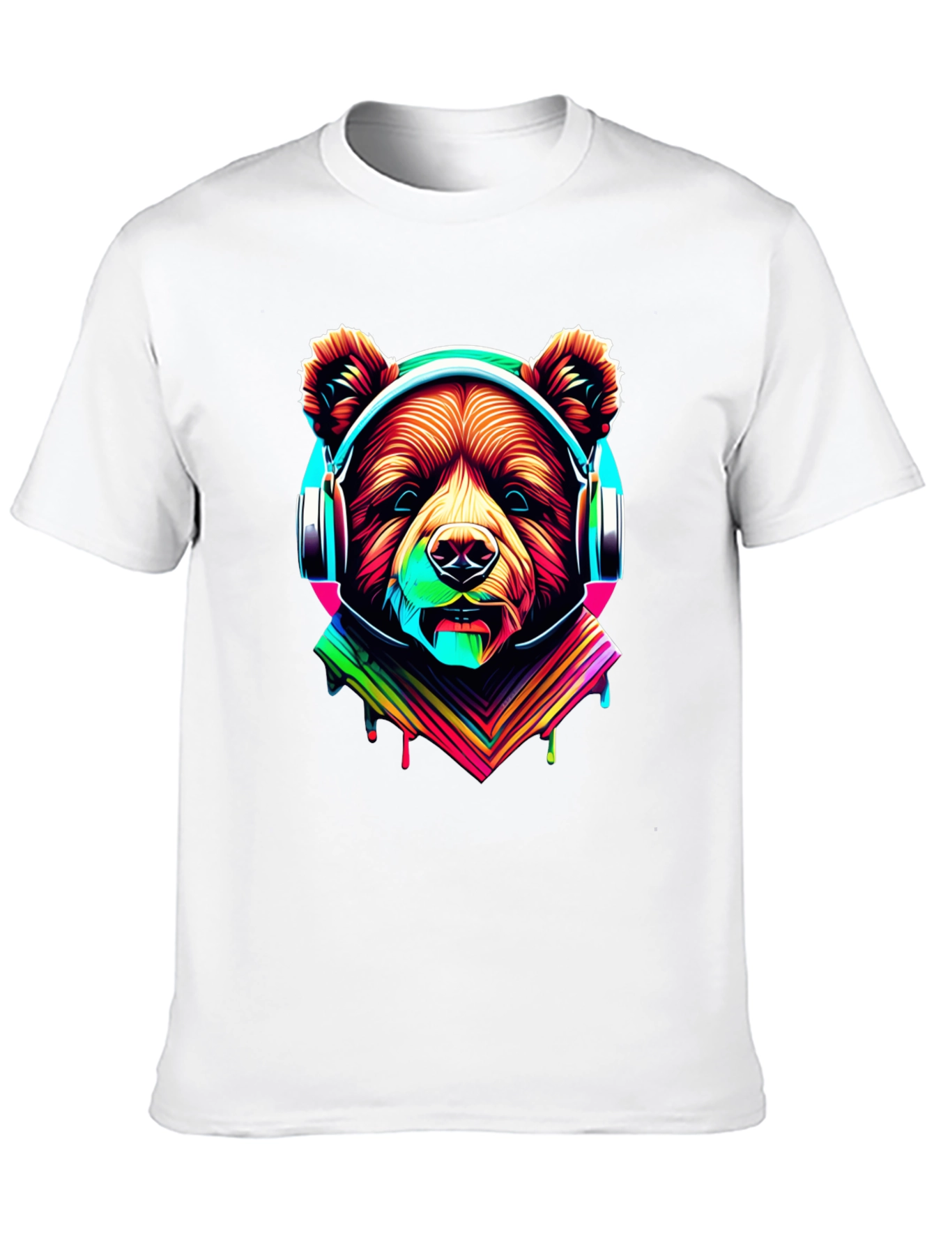 Neon Bear Headphones Graphic Tee