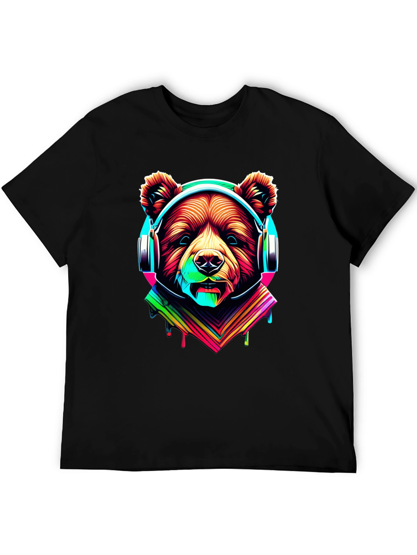 Neon Bear Headphones Graphic Tee