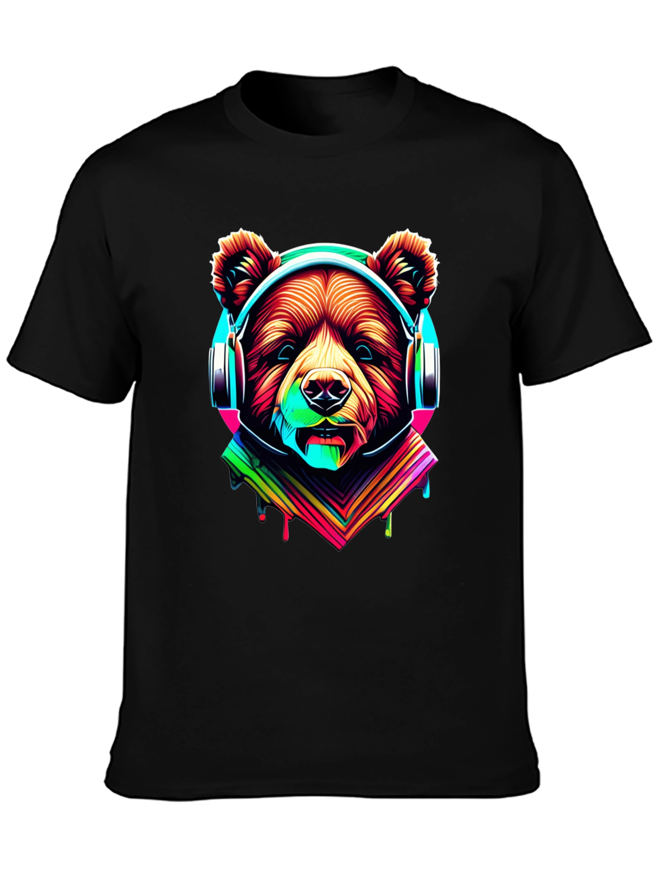 Neon Bear Headphones Graphic Tee