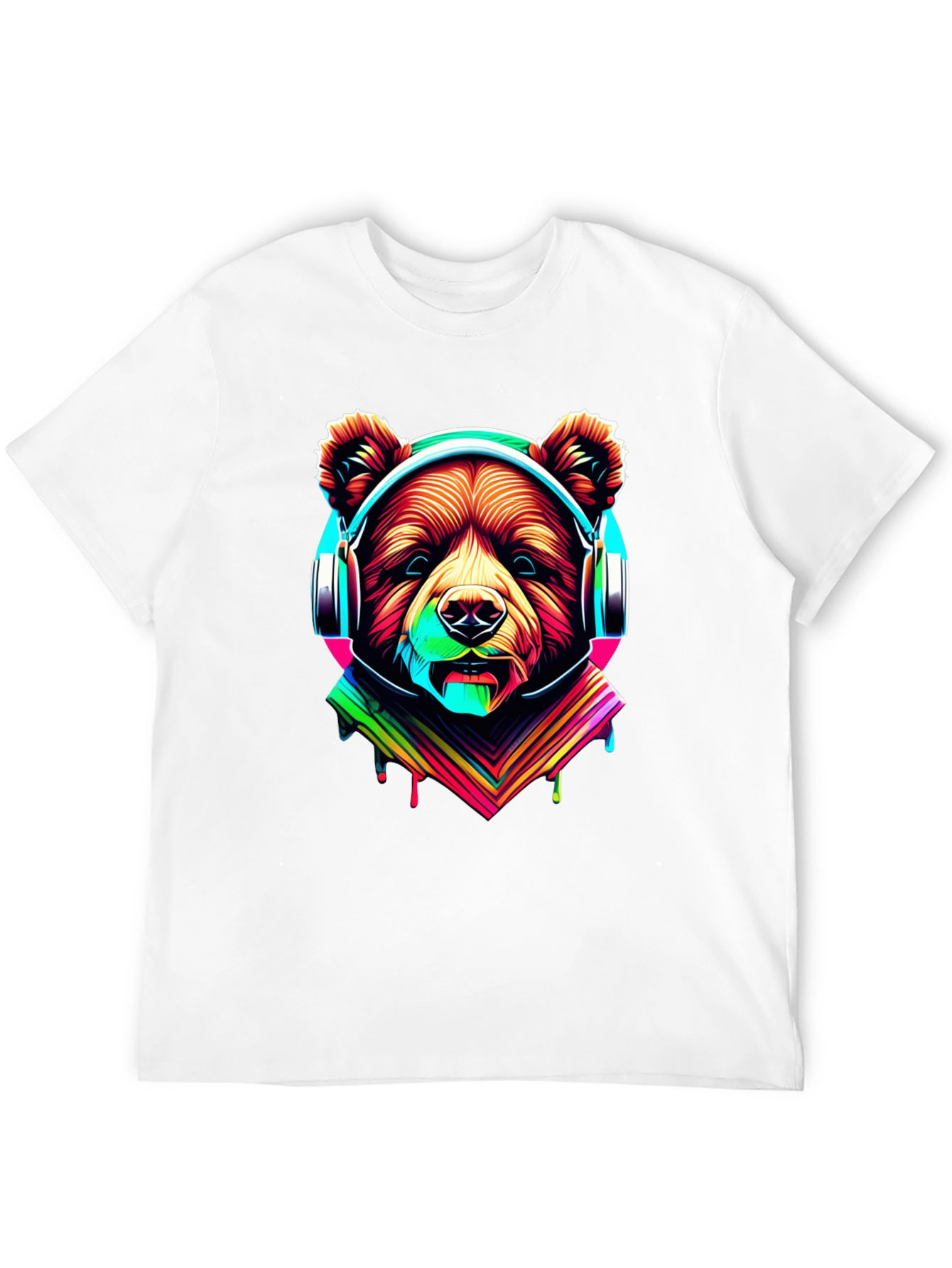 Neon Bear Headphones Graphic Tee