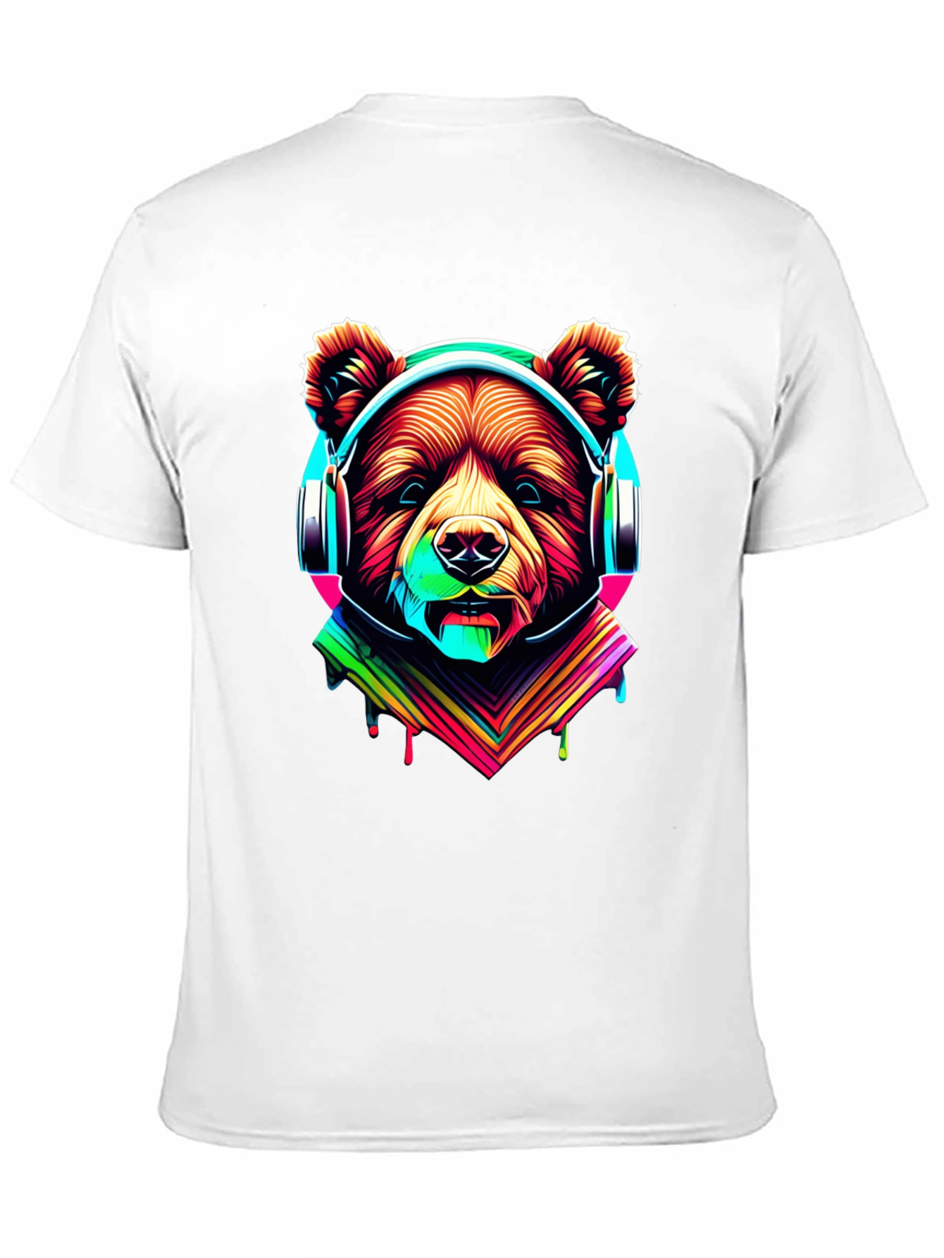 Neon Bear Headphones Graphic Tee