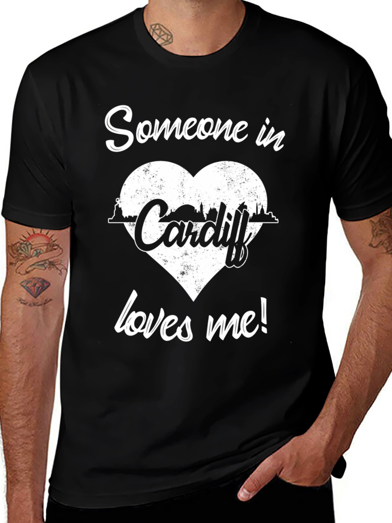 Someone in Cardiff Loves Me Black Graphic Tee