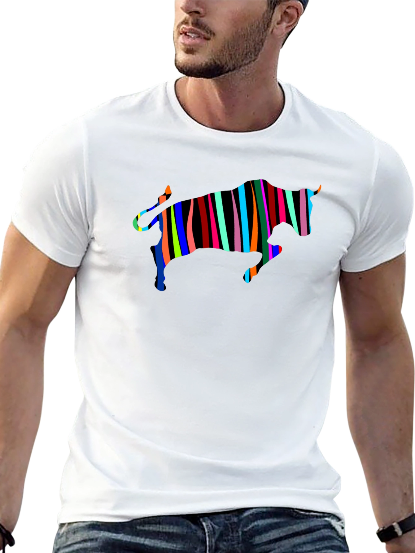 Striped Bull Graphic Black Tee