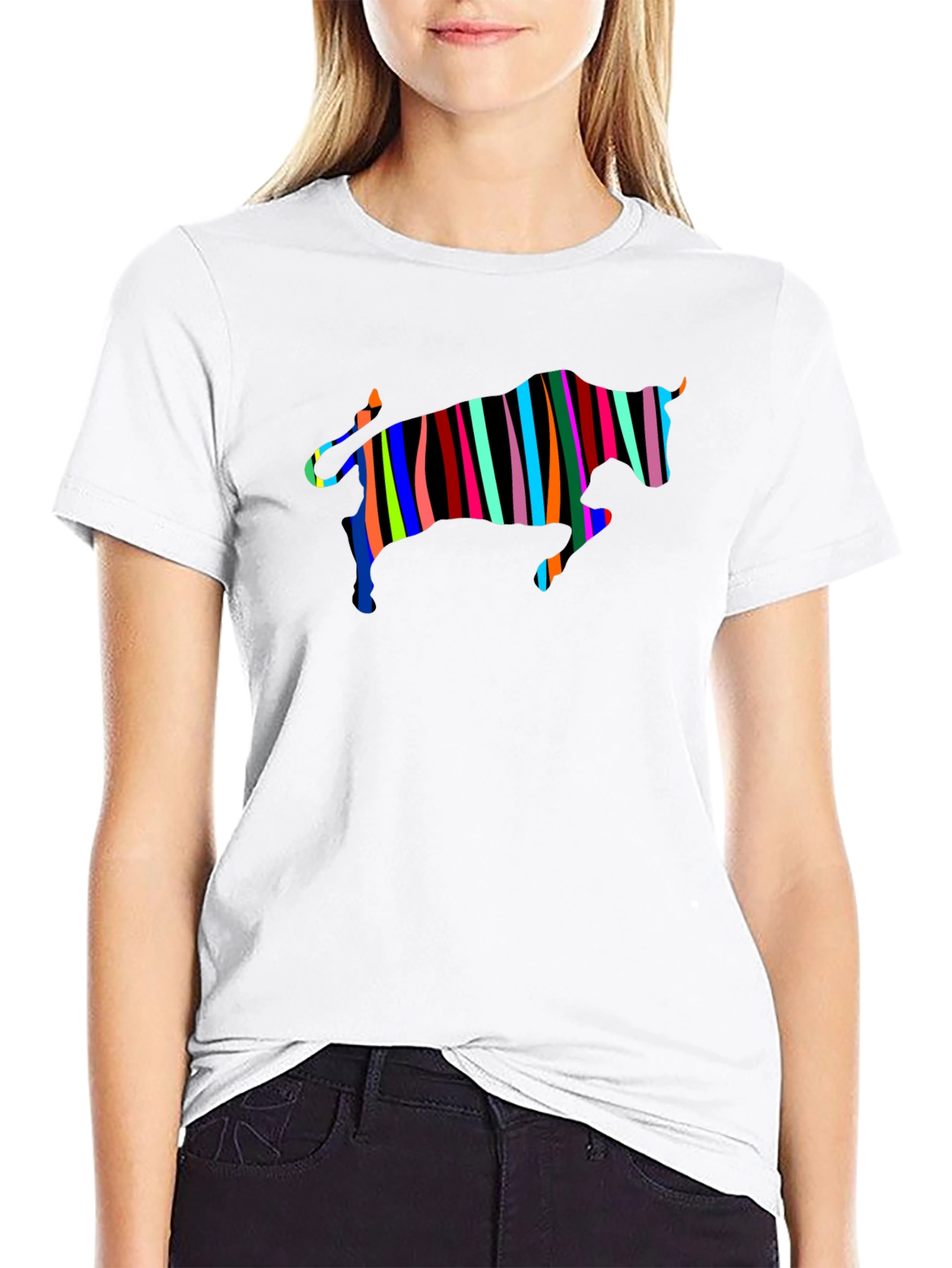 Striped Bull Graphic Black Tee