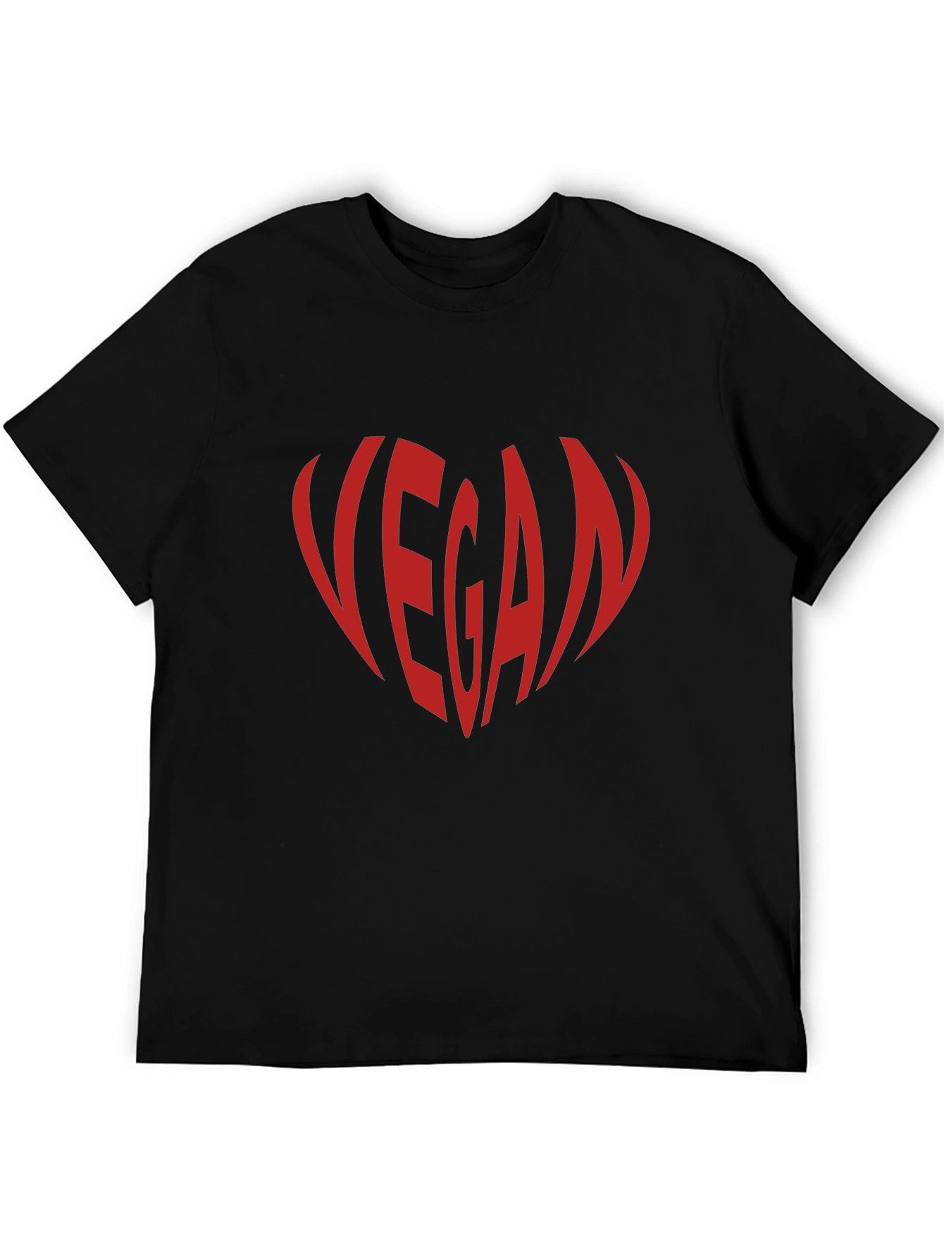 Vegan Heart Graphic Tee - Black Cotton T-Shirt