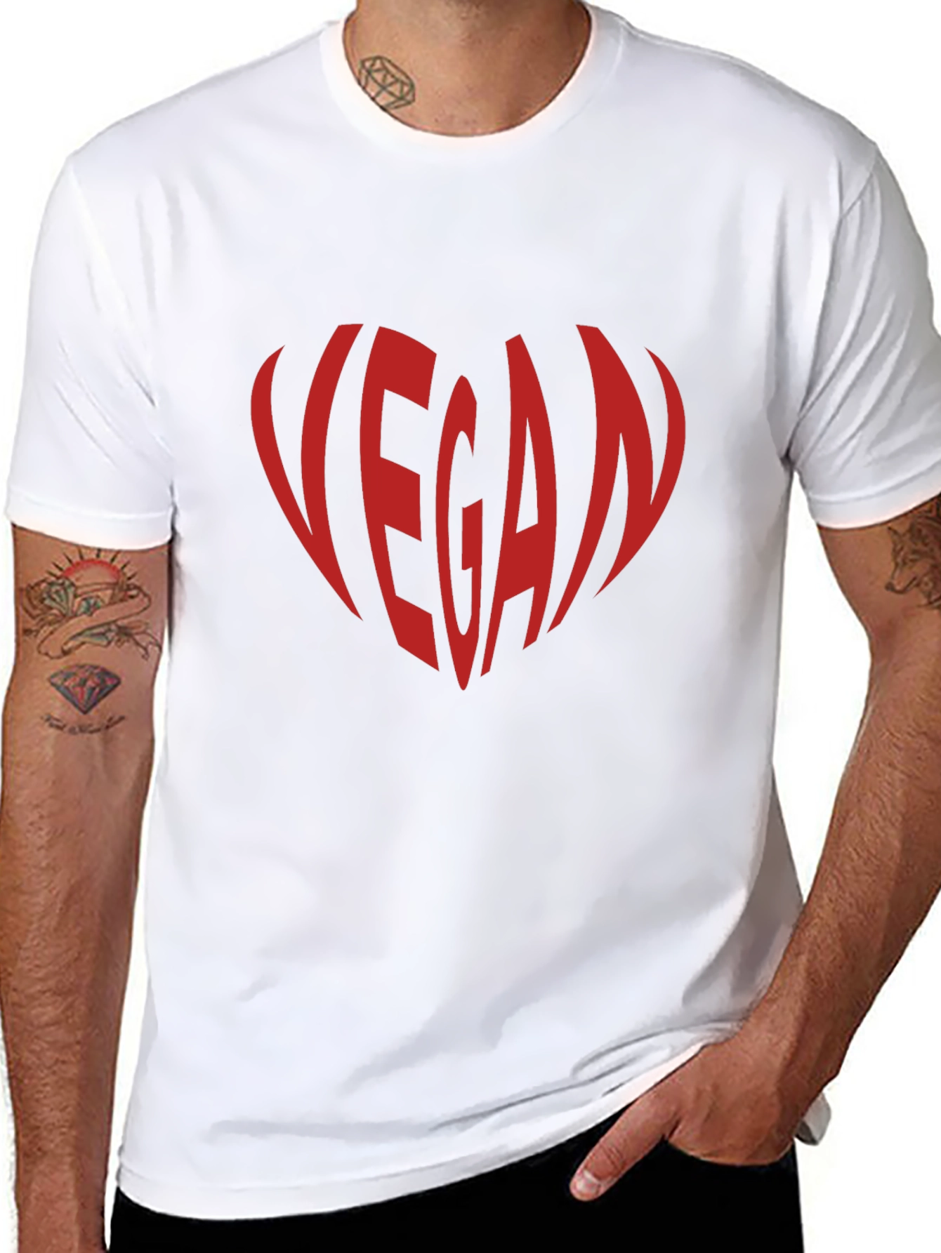 Vegan Heart Graphic Tee - Black Cotton T-Shirt