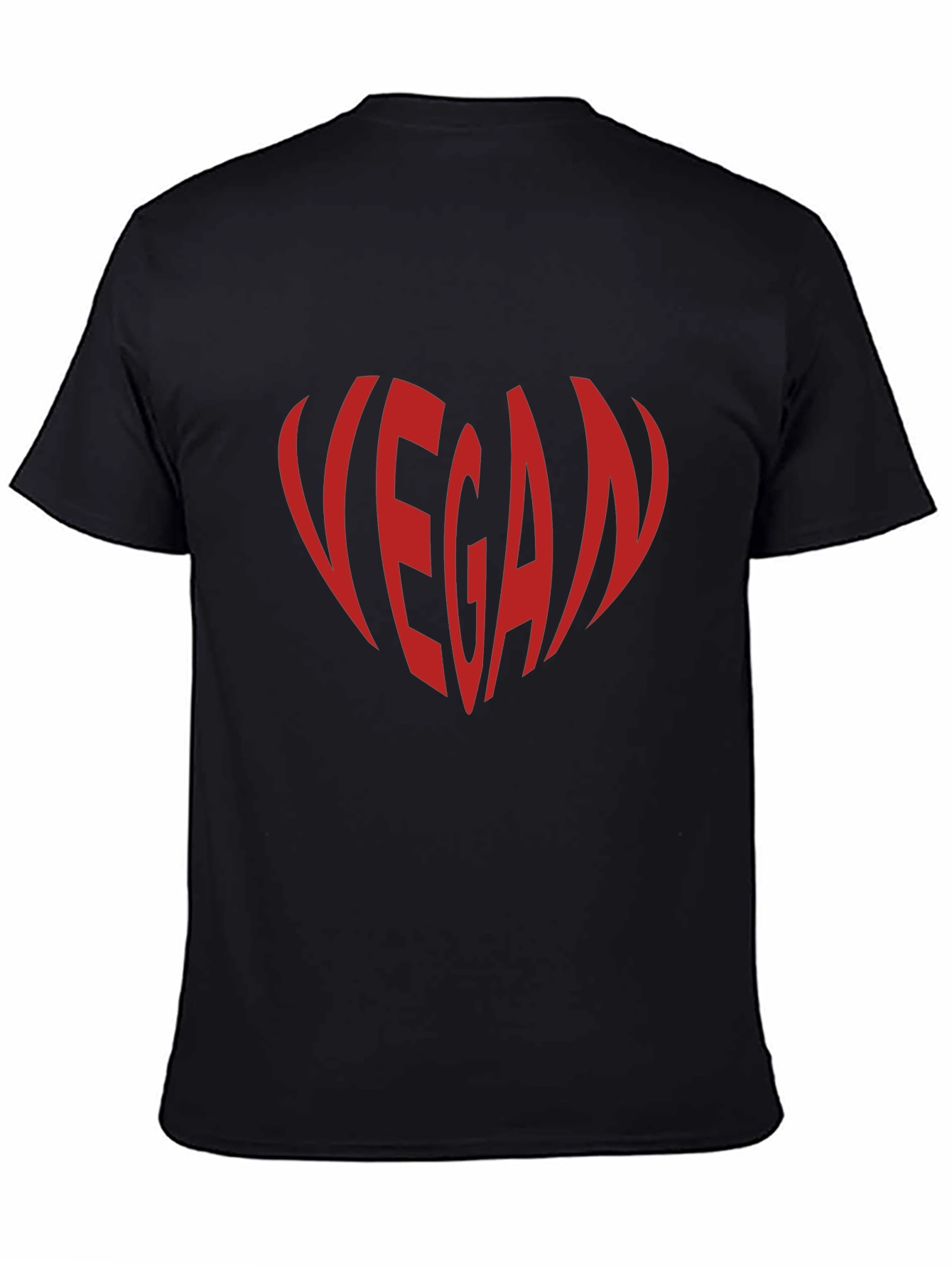 Vegan Heart Graphic Tee - Black Cotton T-Shirt