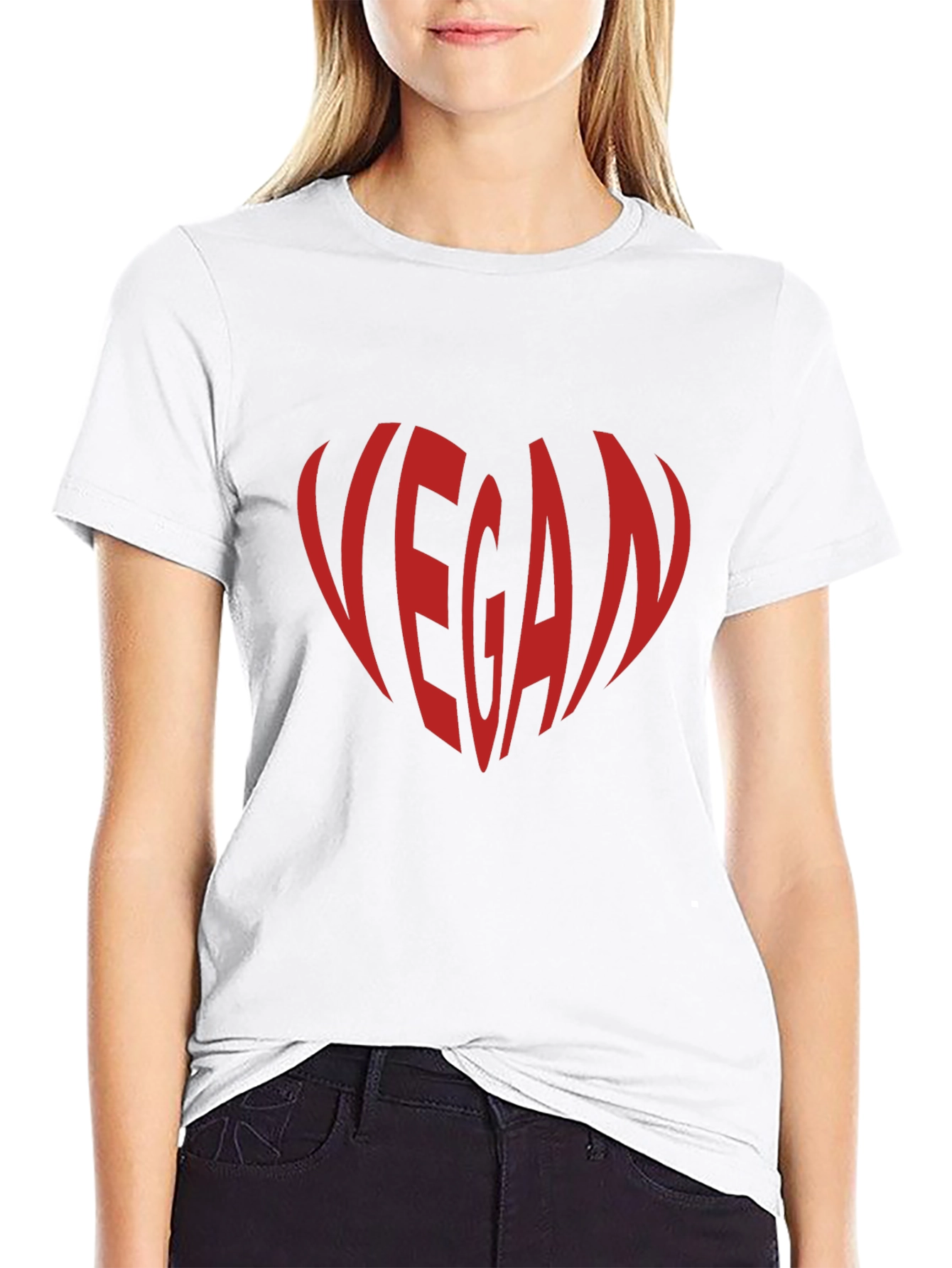 Vegan Heart Graphic Tee - Black Cotton T-Shirt