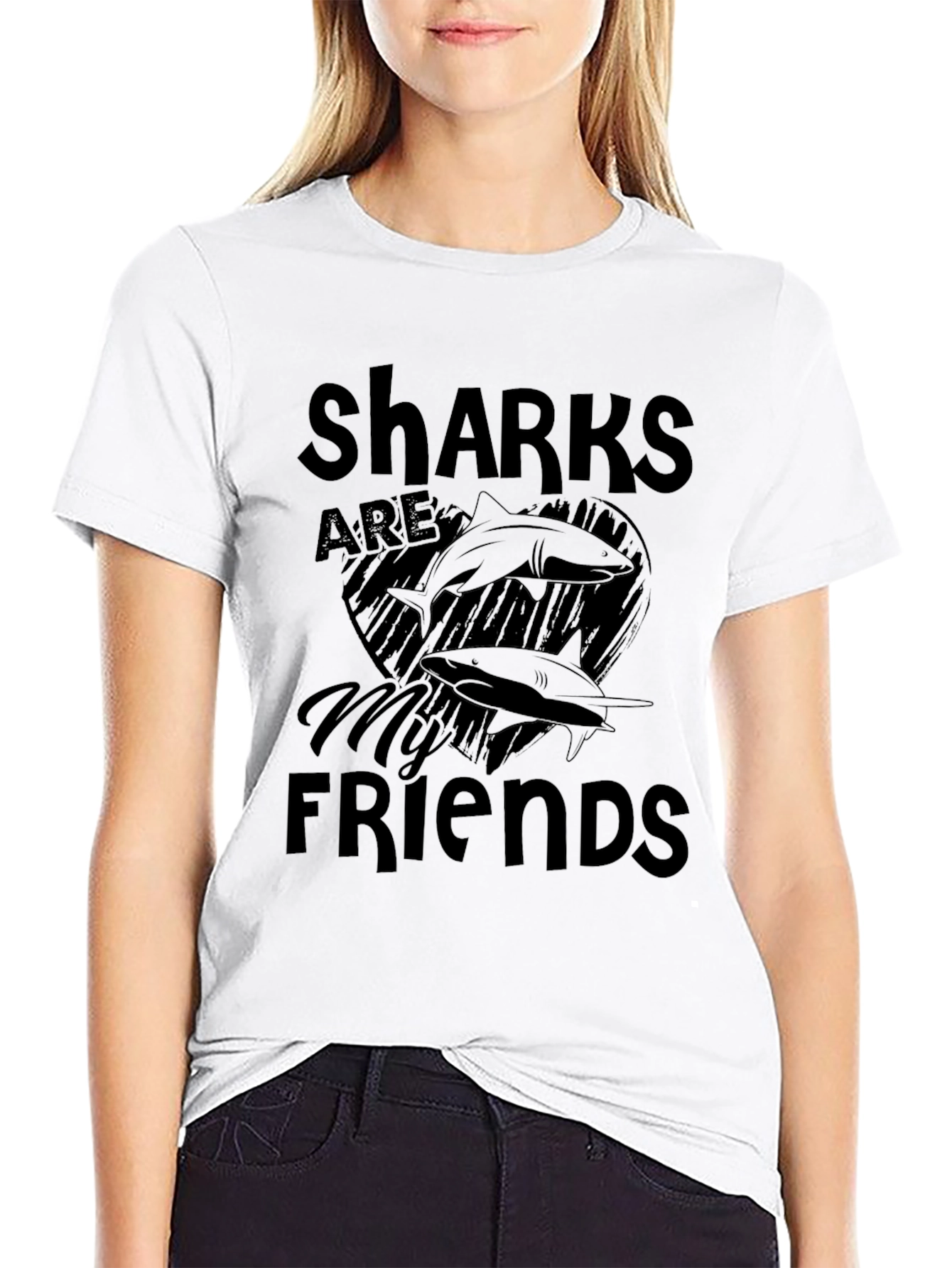 Sharks Are My Friends Black T-Shirt