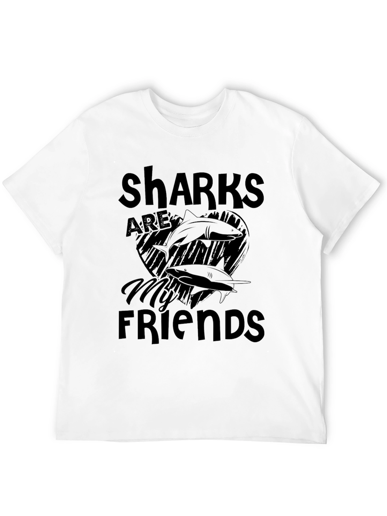 Sharks Are My Friends Black T-Shirt