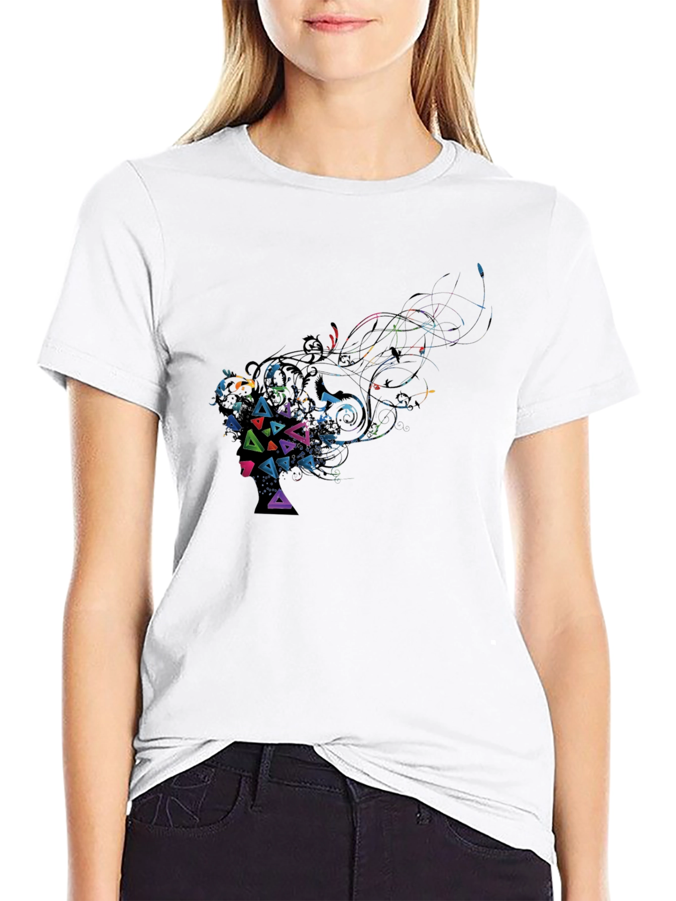 Abstract Geometric Art Black T-Shirt