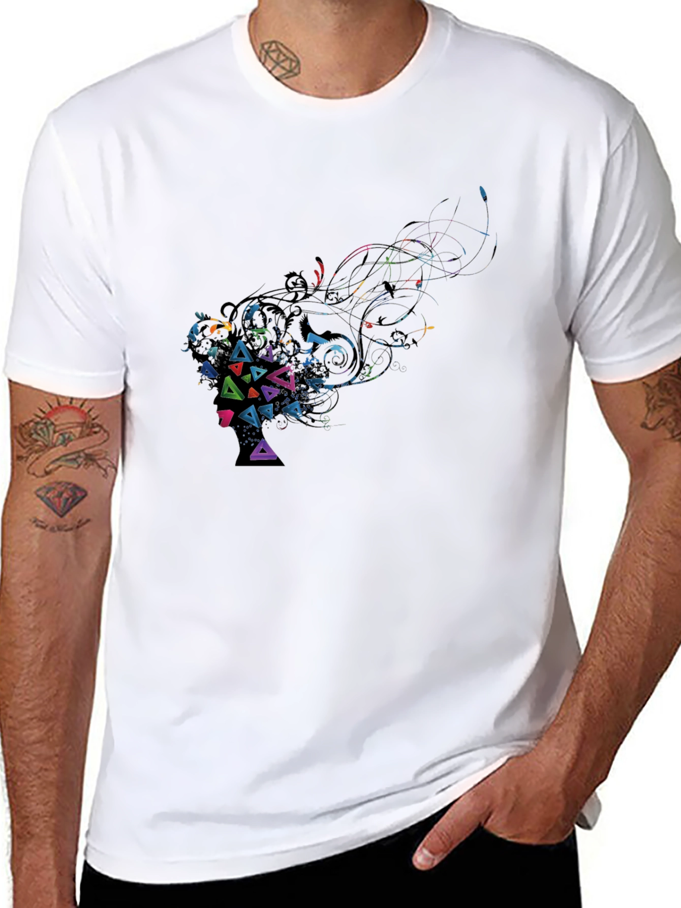 Abstract Geometric Art Black T-Shirt