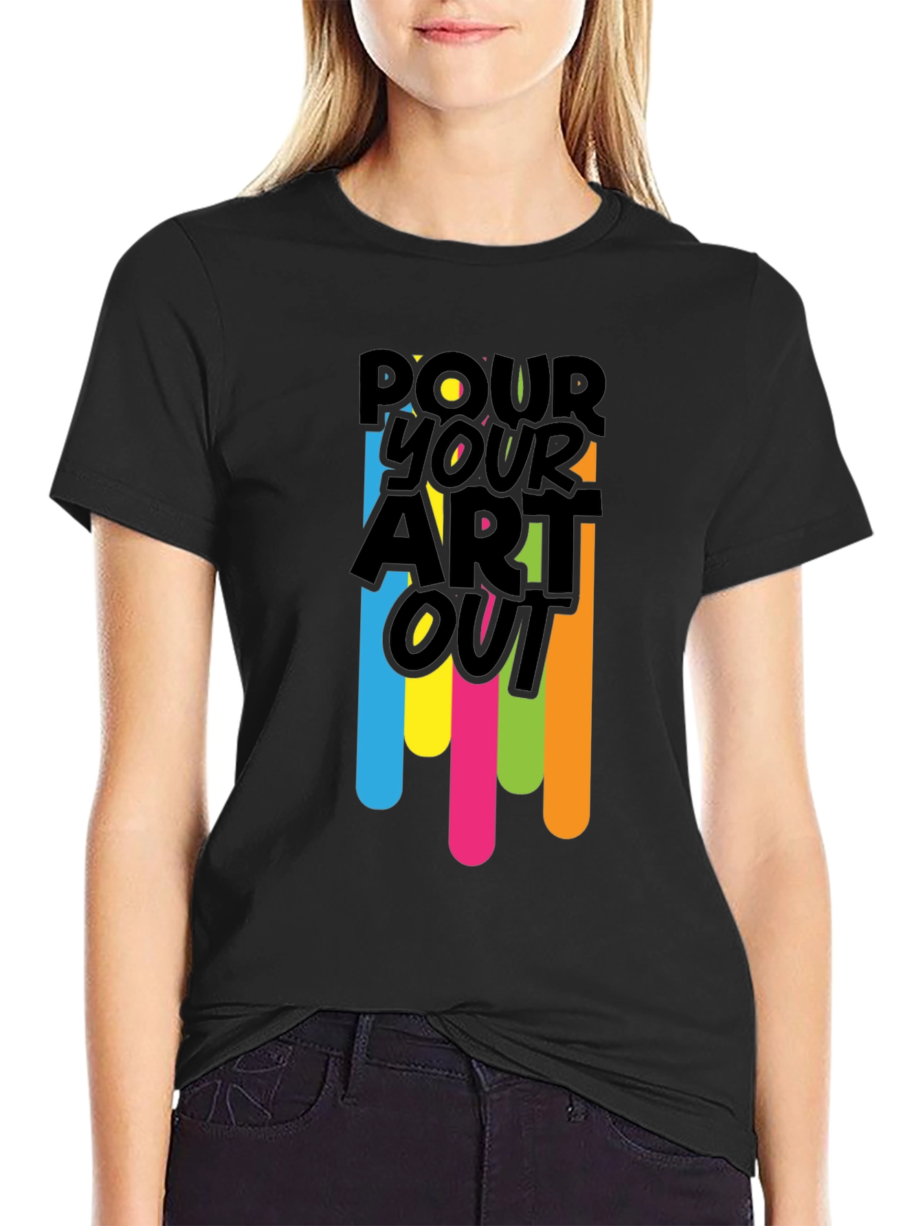Pour Your Art Out - Black Graphic T-Shirt