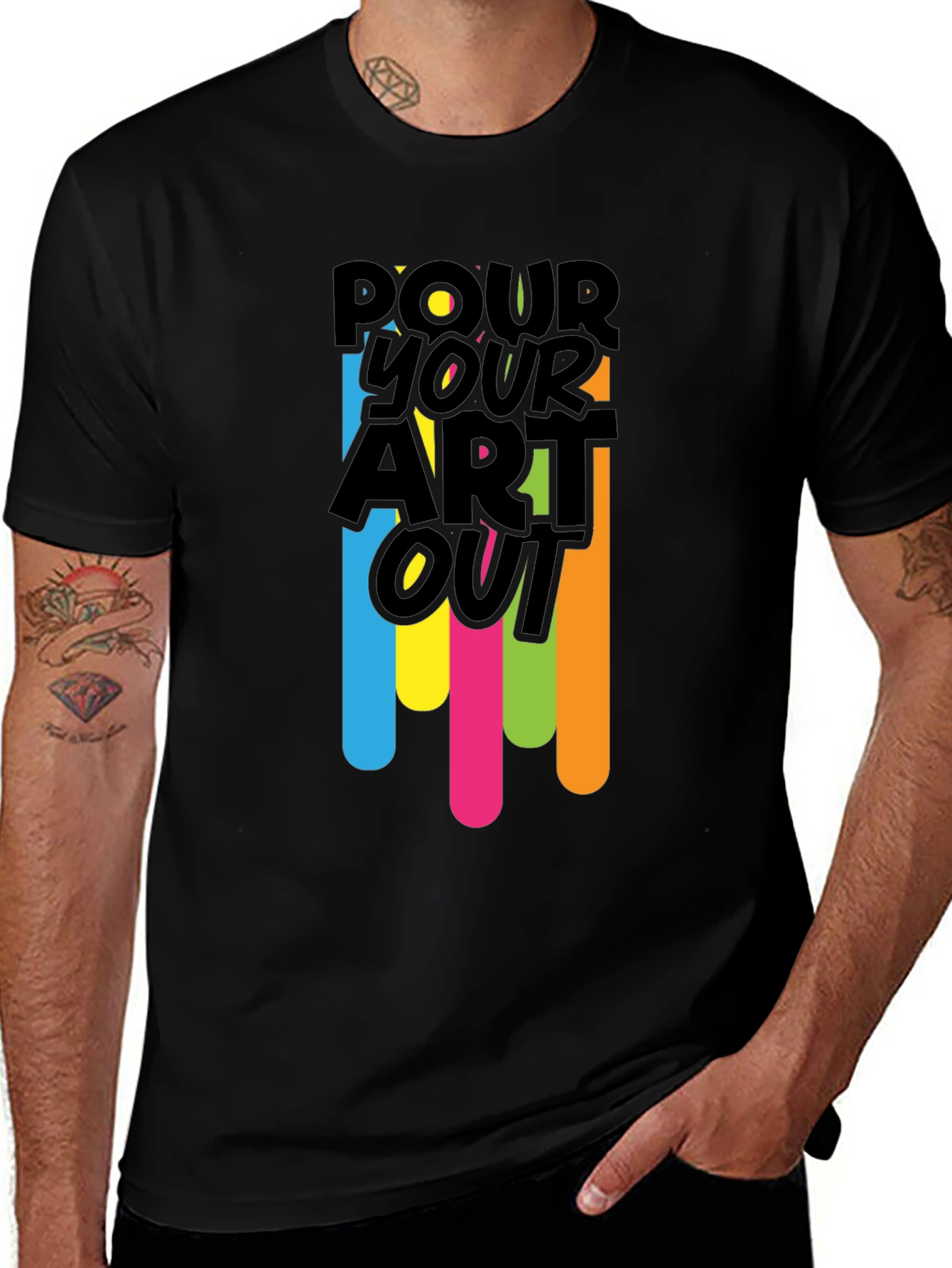 Pour Your Art Out - Black Graphic T-Shirt