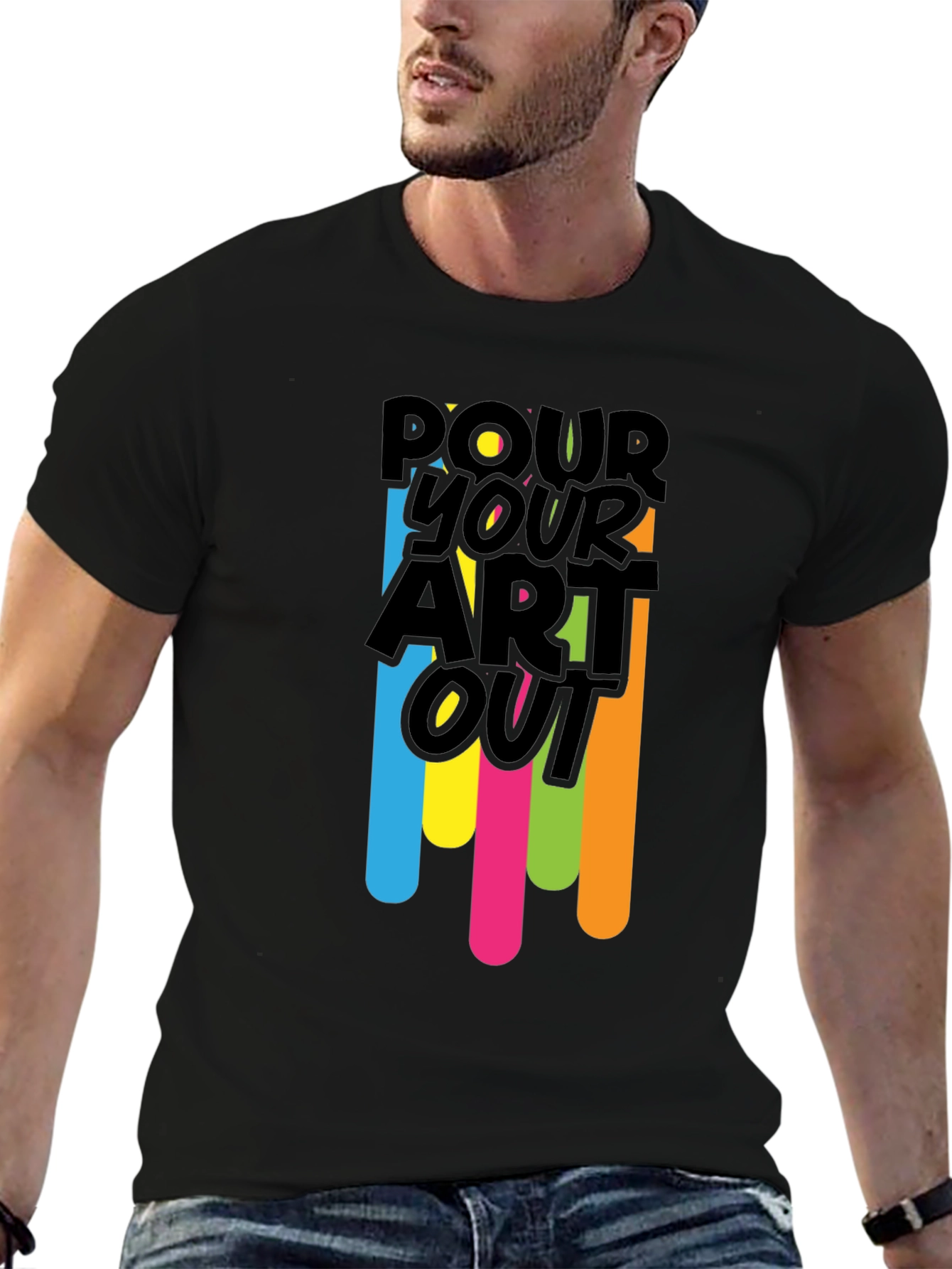 Pour Your Art Out - Black Graphic T-Shirt