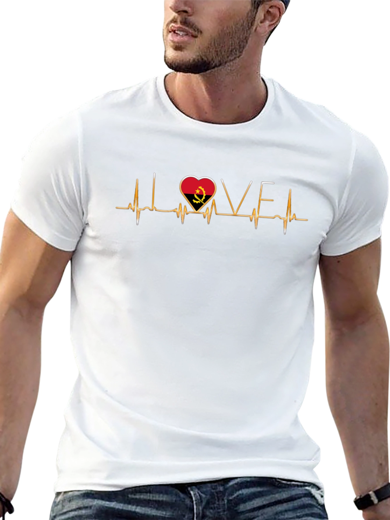 Angola Heartbeat Love T-Shirt - Black