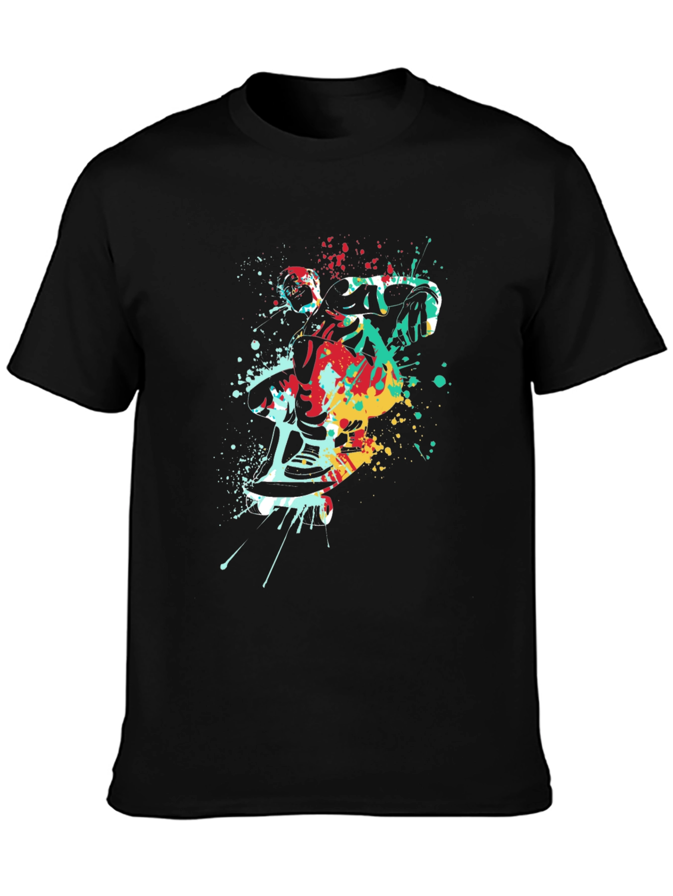 Abstract Skateboarder Graphic T-Shirt