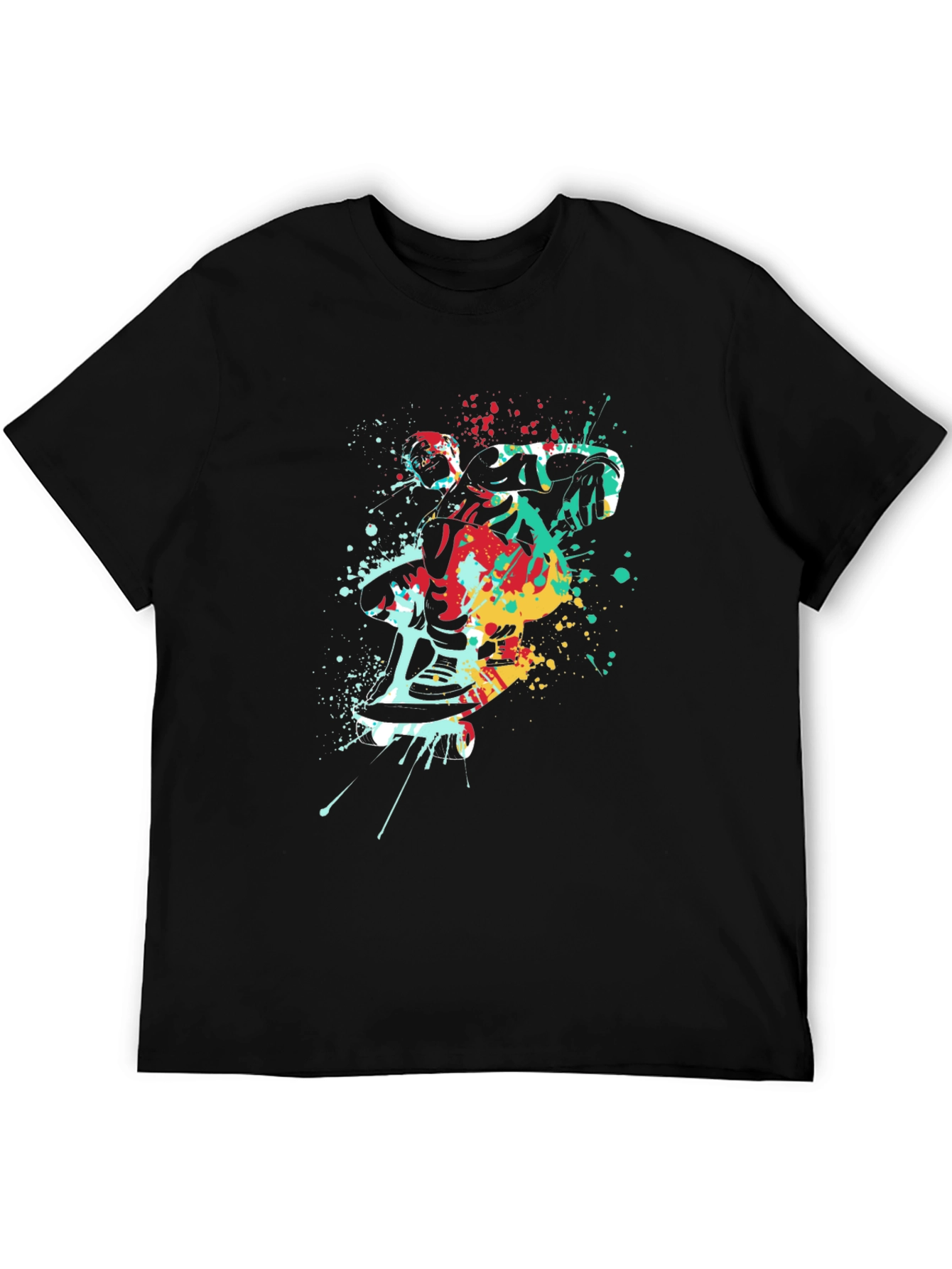 Abstract Skateboarder Graphic T-Shirt