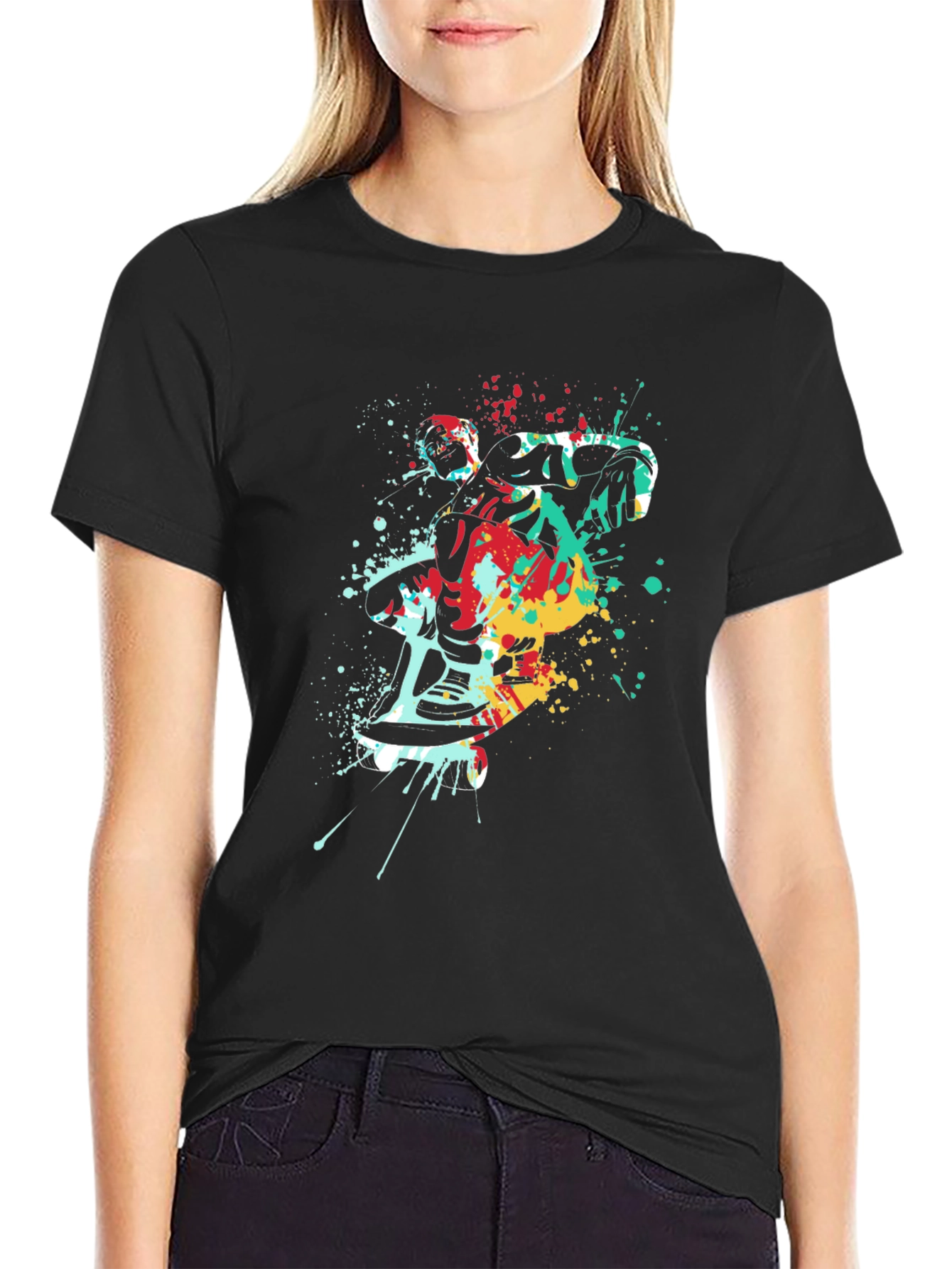 Abstract Skateboarder Graphic T-Shirt