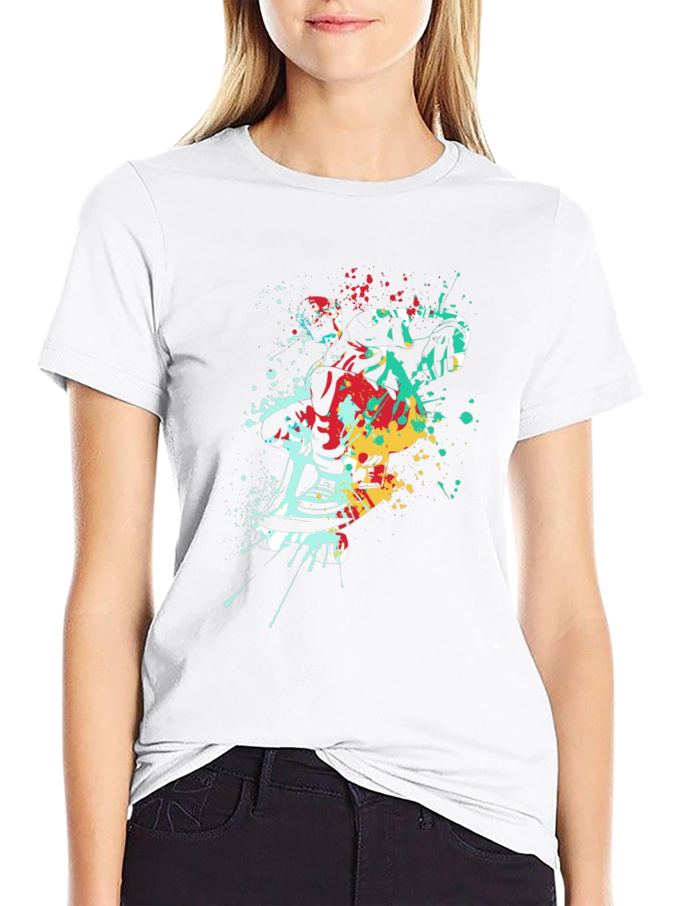 Abstract Skateboarder Graphic T-Shirt