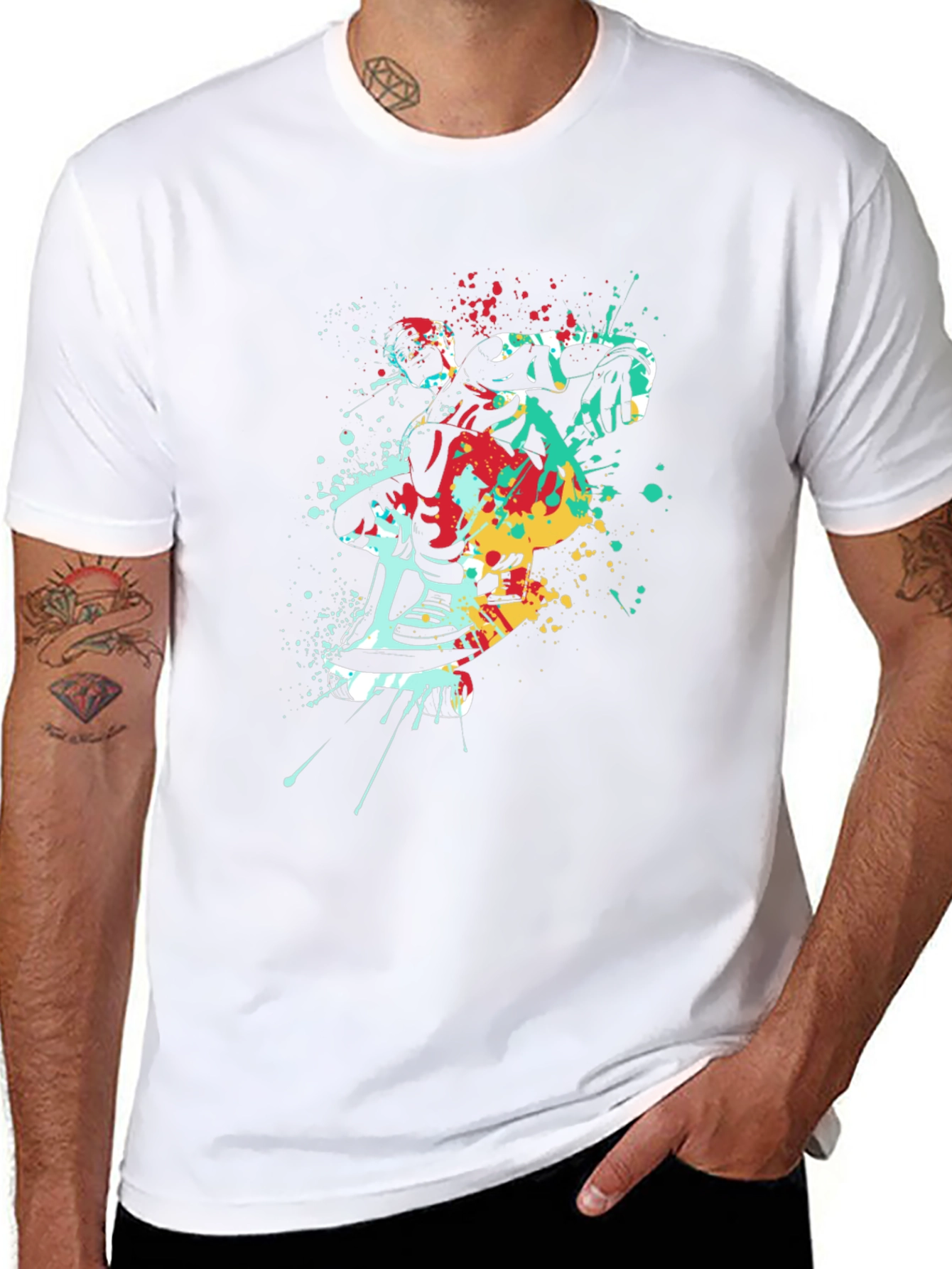 Abstract Skateboarder Graphic T-Shirt