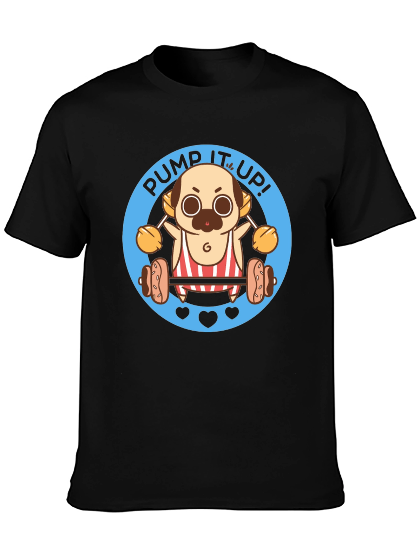 Pug Pump It Up! Black T-Shirt