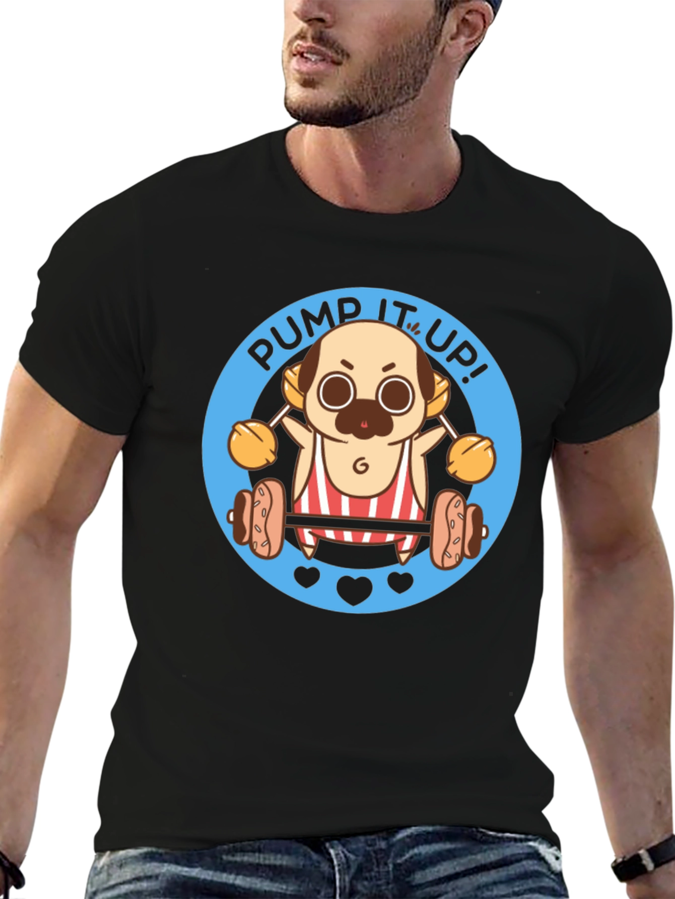 Pug Pump It Up! Black T-Shirt