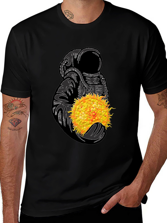 Astronaut Holding Sun Graphic Tee - Unique Space Design