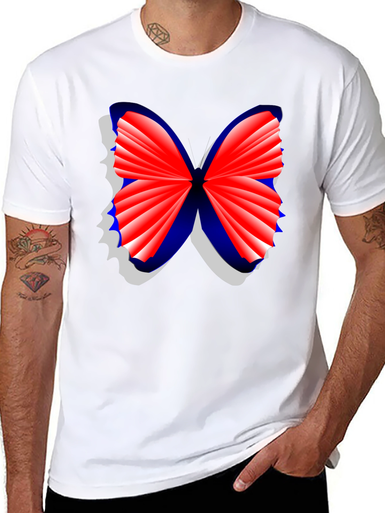 Butterfly Graphic Tee - Stylish Mens Black T-Shirt