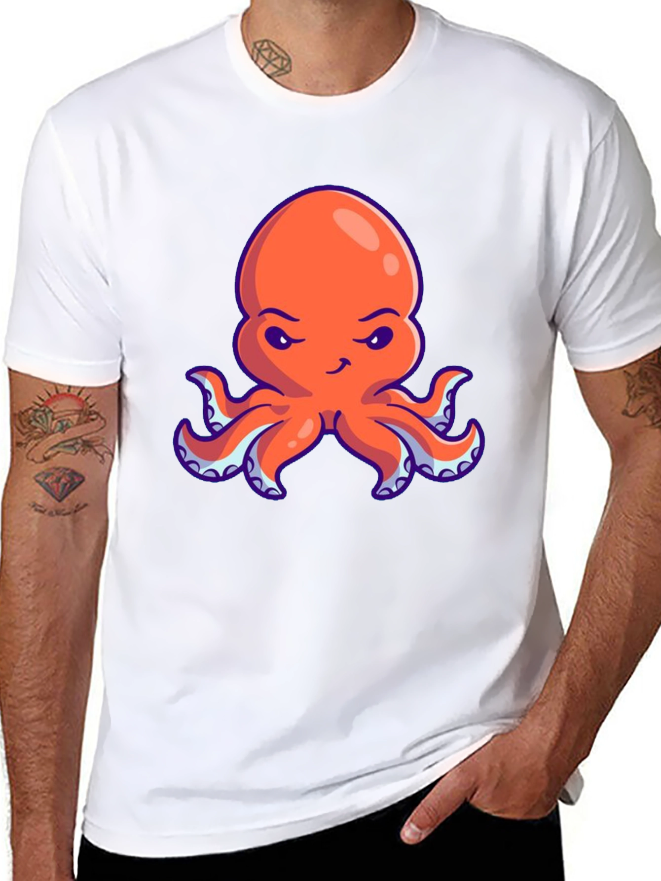 Orange Octopus Graphic Tee - Unique Design