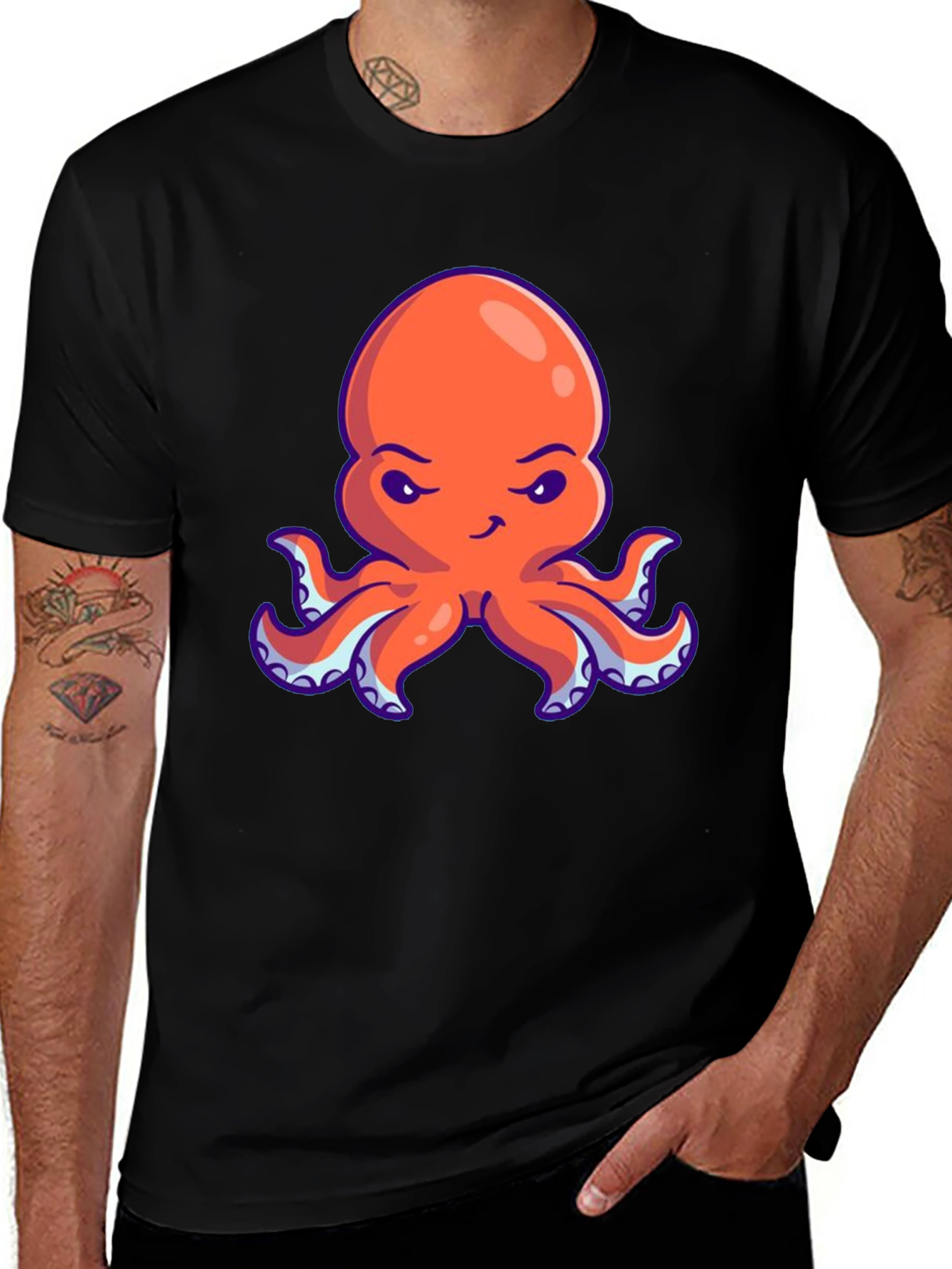 Orange Octopus Graphic Tee - Unique Design