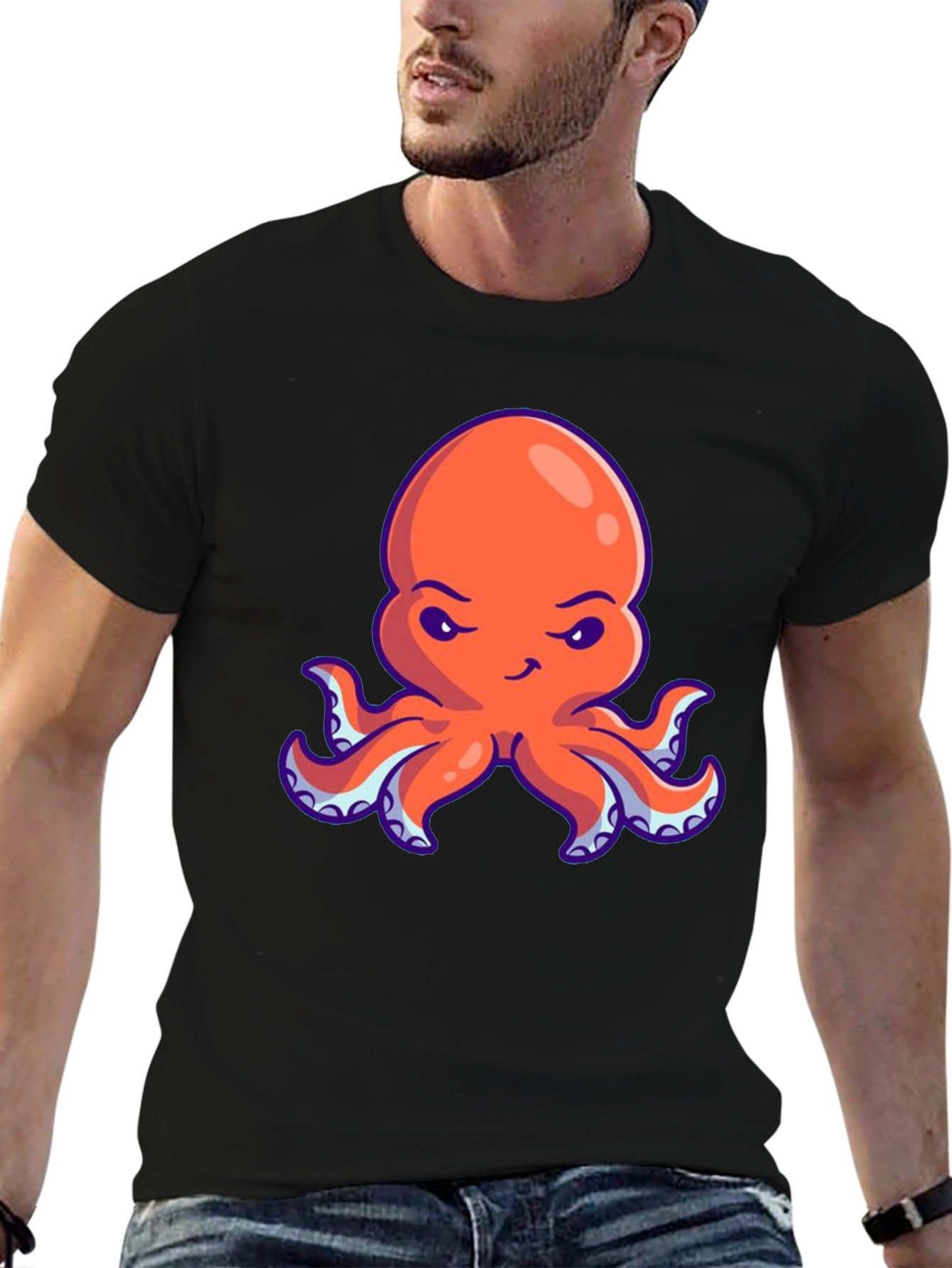 Orange Octopus Graphic Tee - Unique Design