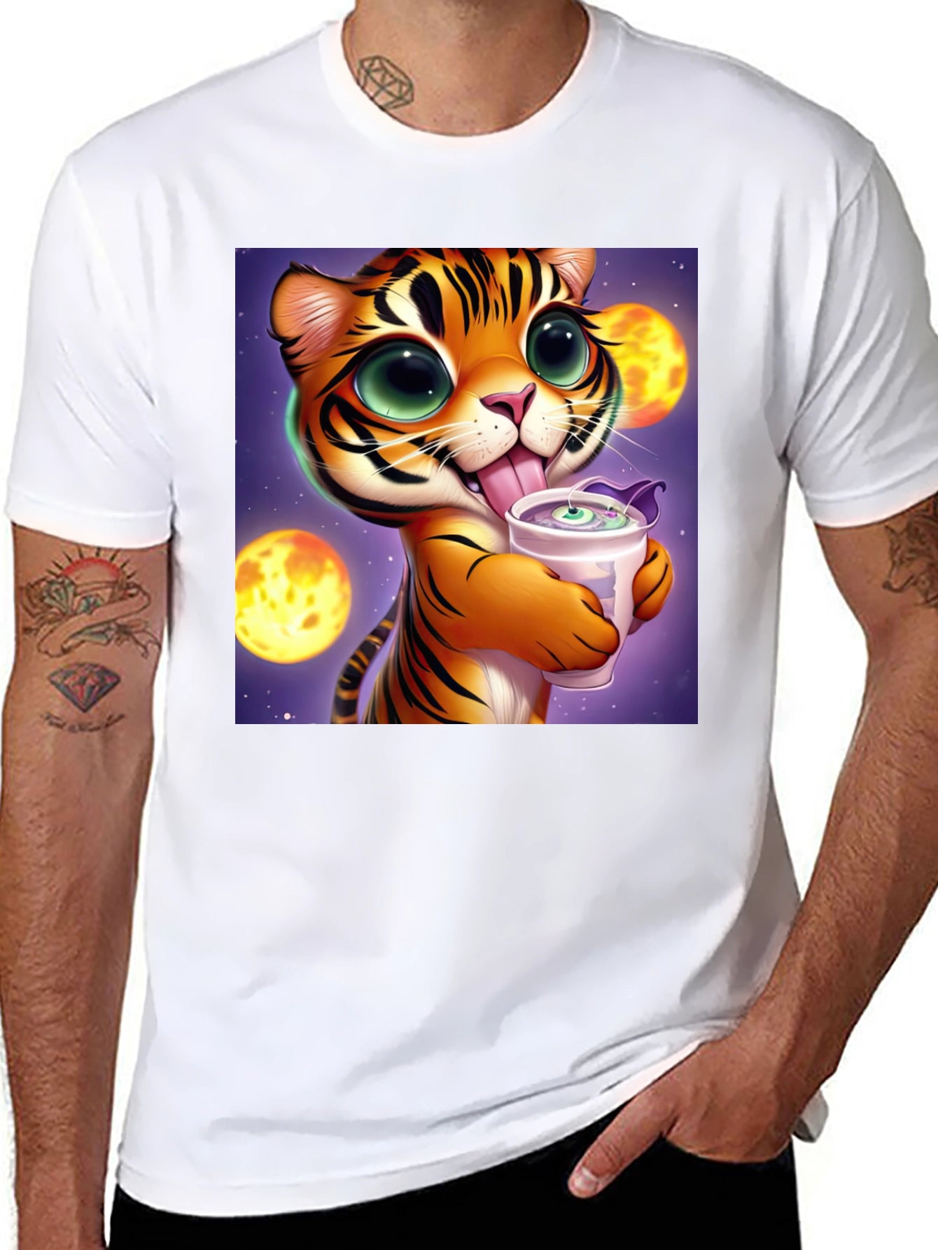 Cute Cartoon Tiger Graphic Tee - Soft Cotton Blend