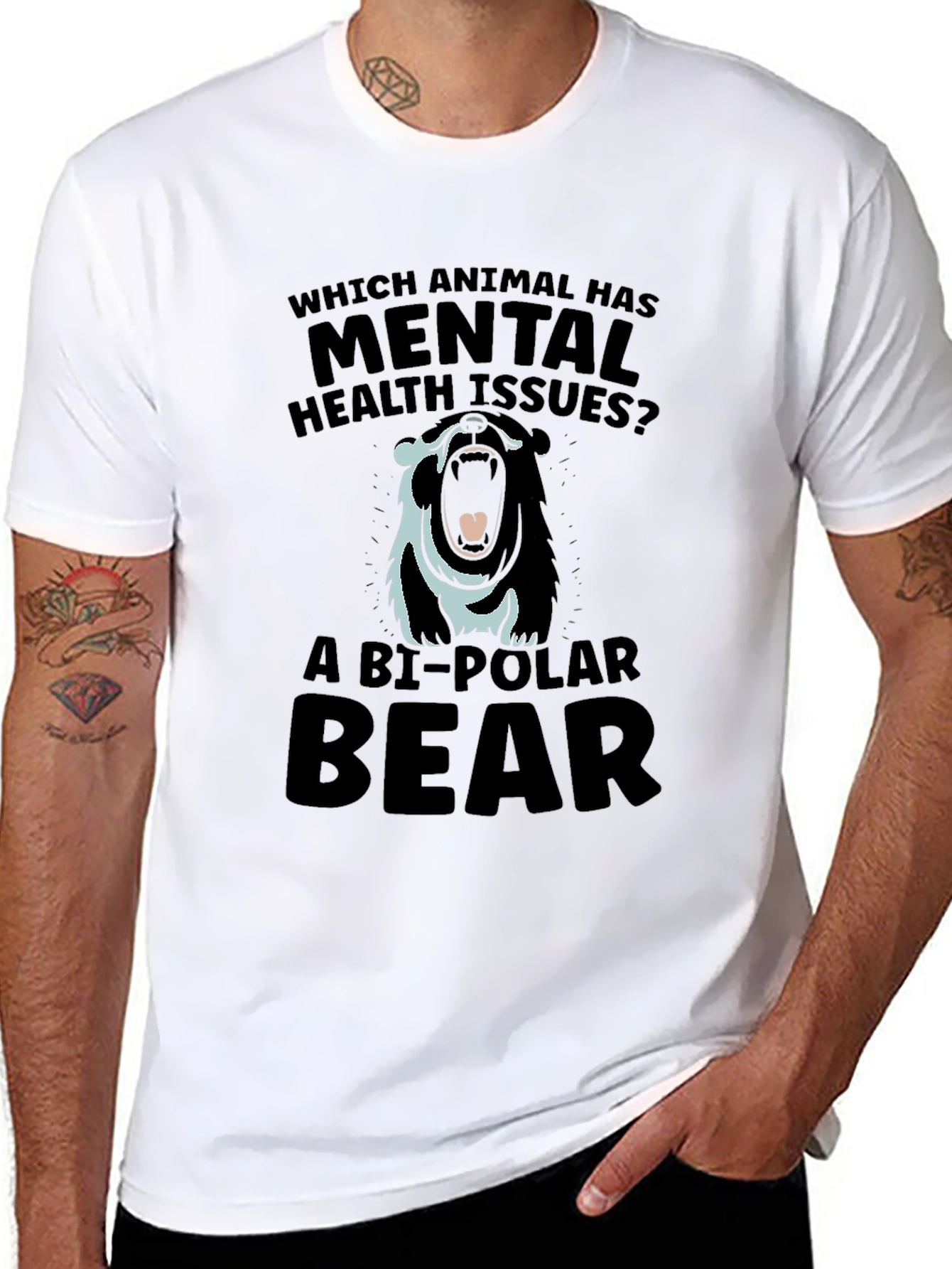 Bi-Polar Bear Graphic T-Shirt - Mental Health Humor