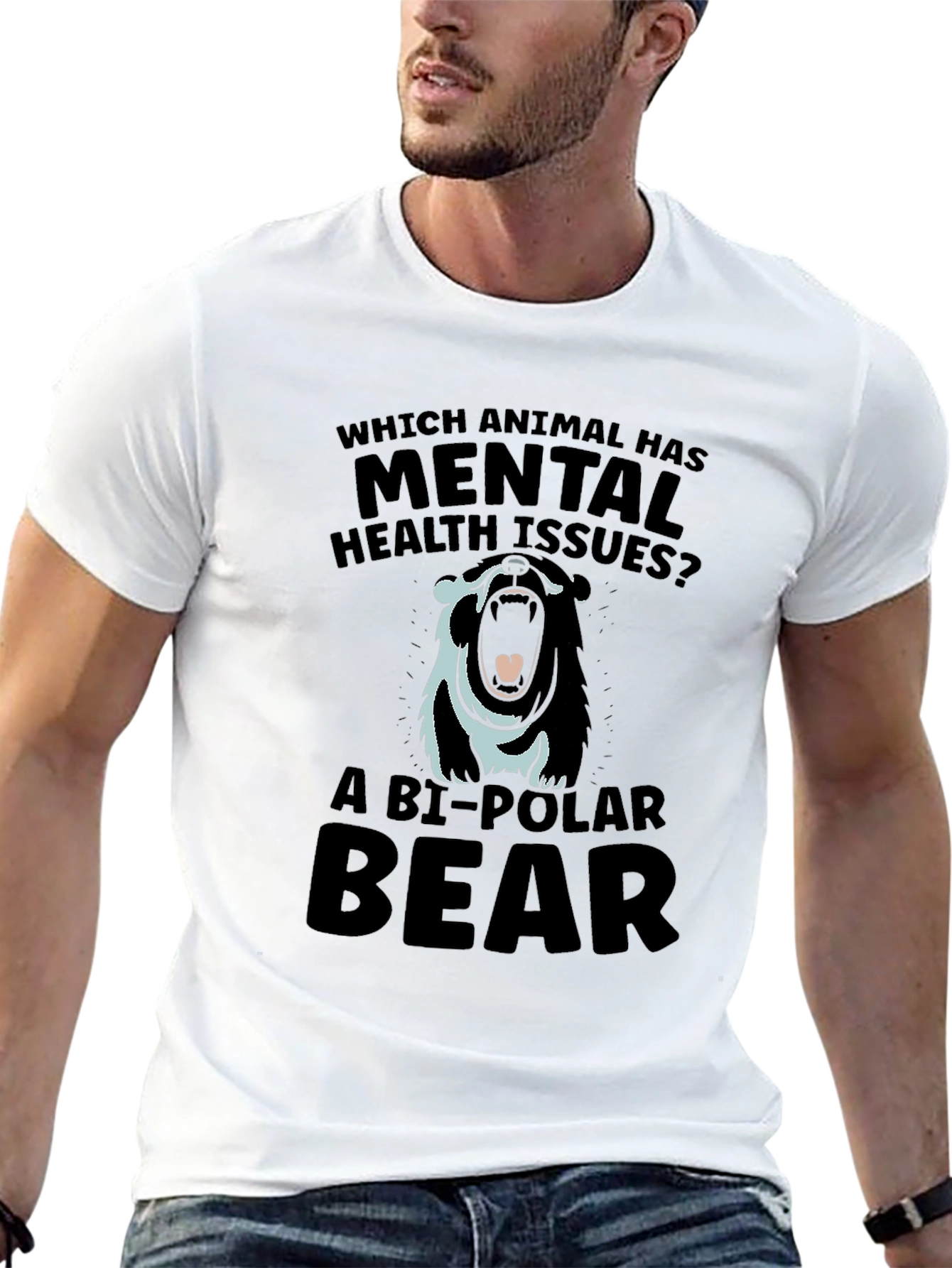 Bi-Polar Bear Graphic T-Shirt - Mental Health Humor
