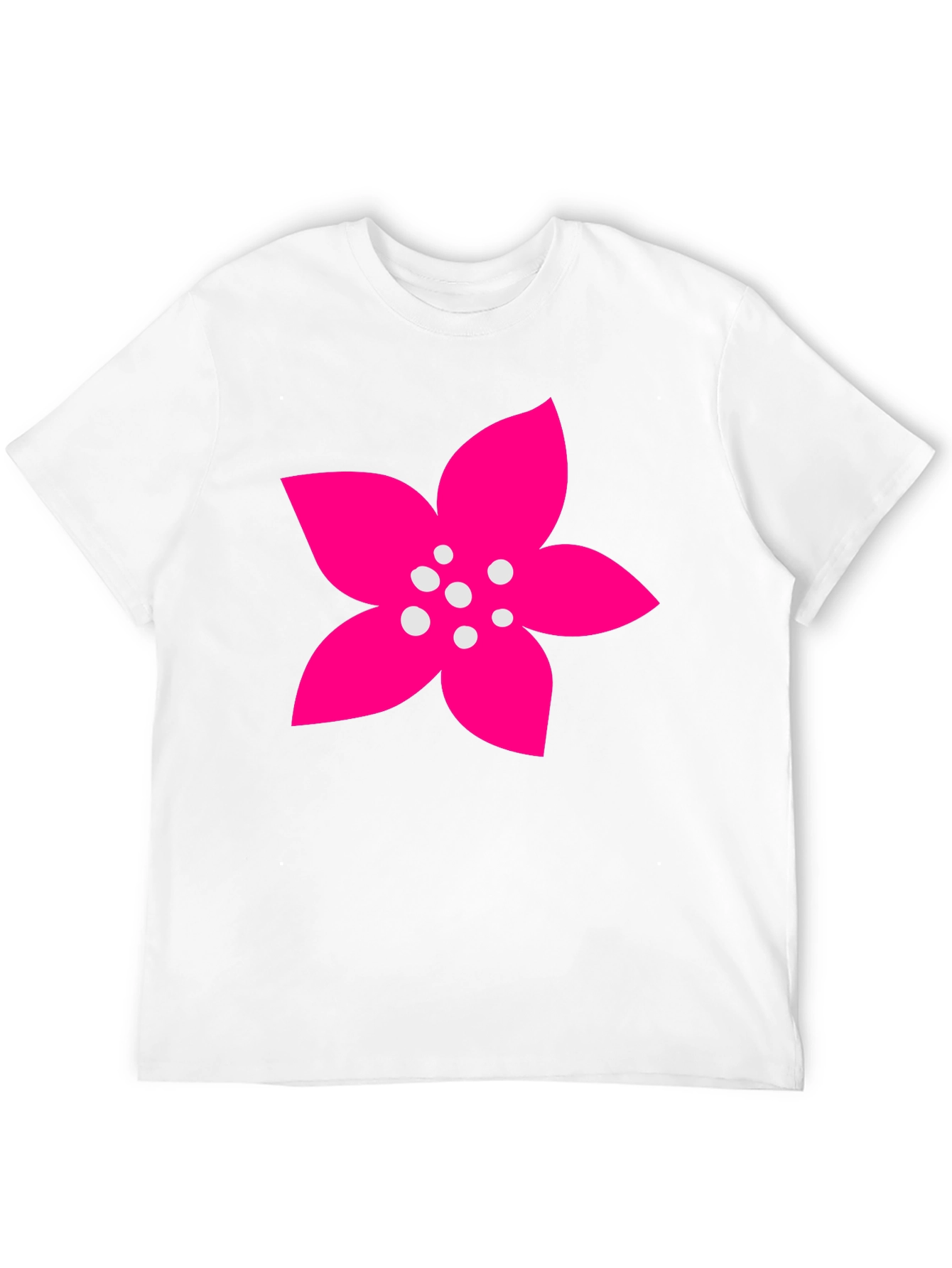 Black T-Shirt with Pink Flower Graphic