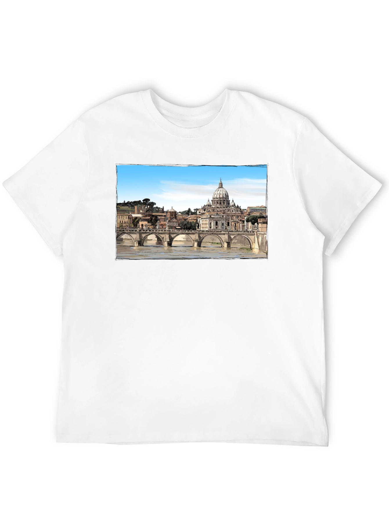 Rome Skyline T-Shirt - Black Cotton Graphic Tee