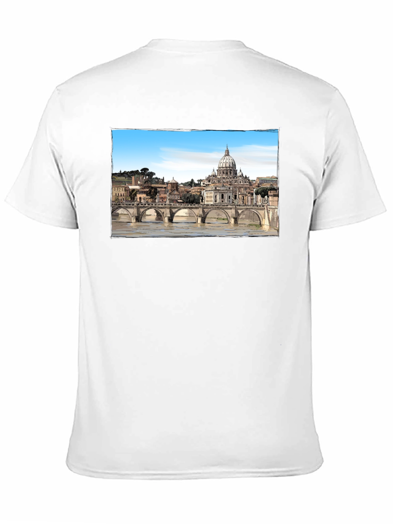 Rome Skyline T-Shirt - Black Cotton Graphic Tee
