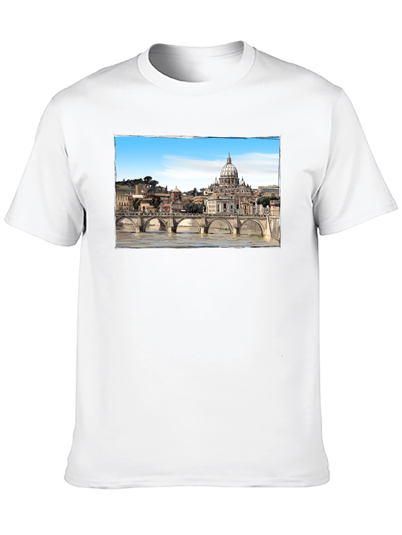 Rome Skyline T-Shirt - Black Cotton Graphic Tee