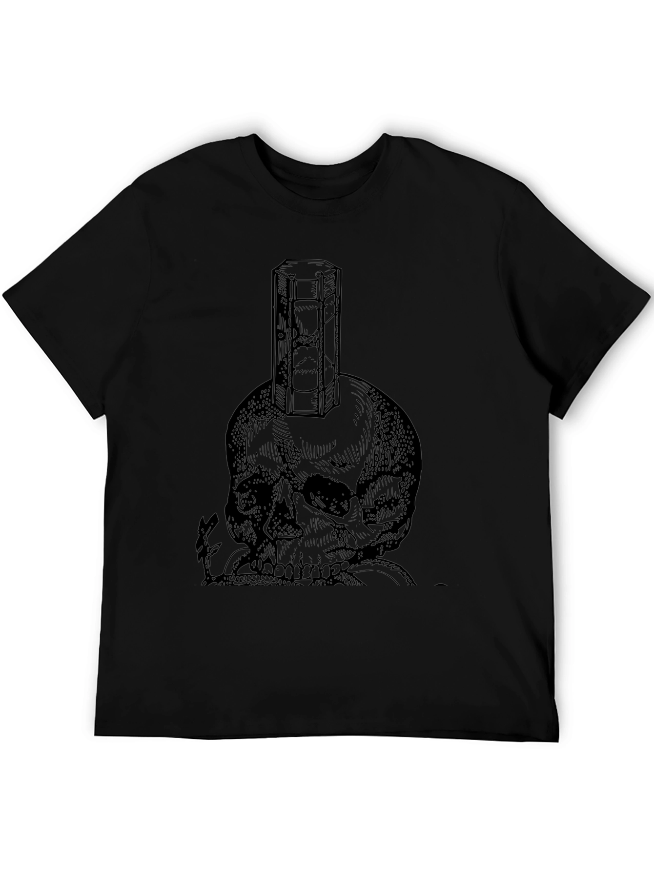 Skull & Hourglass Graphic Tee - Black Cotton Blend