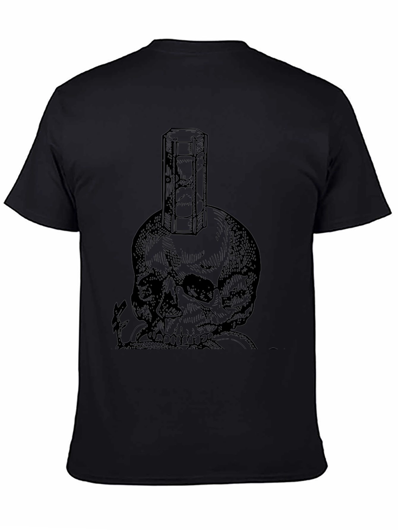 Skull & Hourglass Graphic Tee - Black Cotton Blend