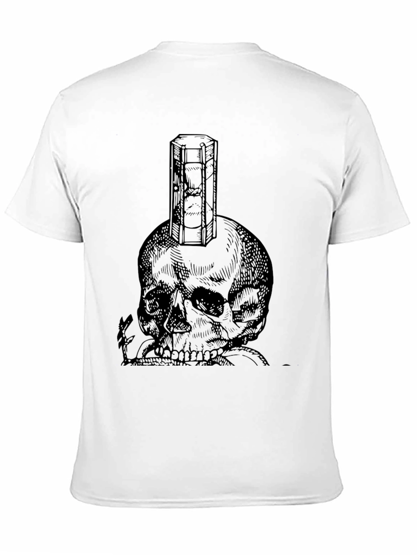 Skull & Hourglass Graphic Tee - Black Cotton Blend