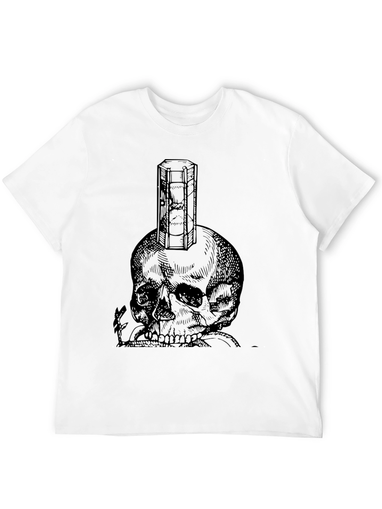 Skull & Hourglass Graphic Tee - Black Cotton Blend