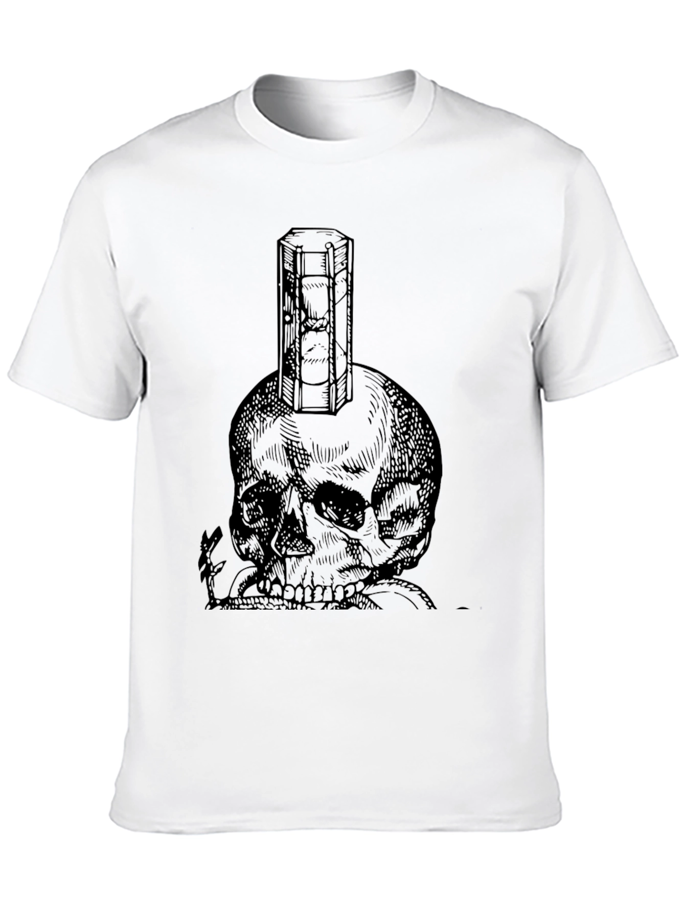 Skull & Hourglass Graphic Tee - Black Cotton Blend