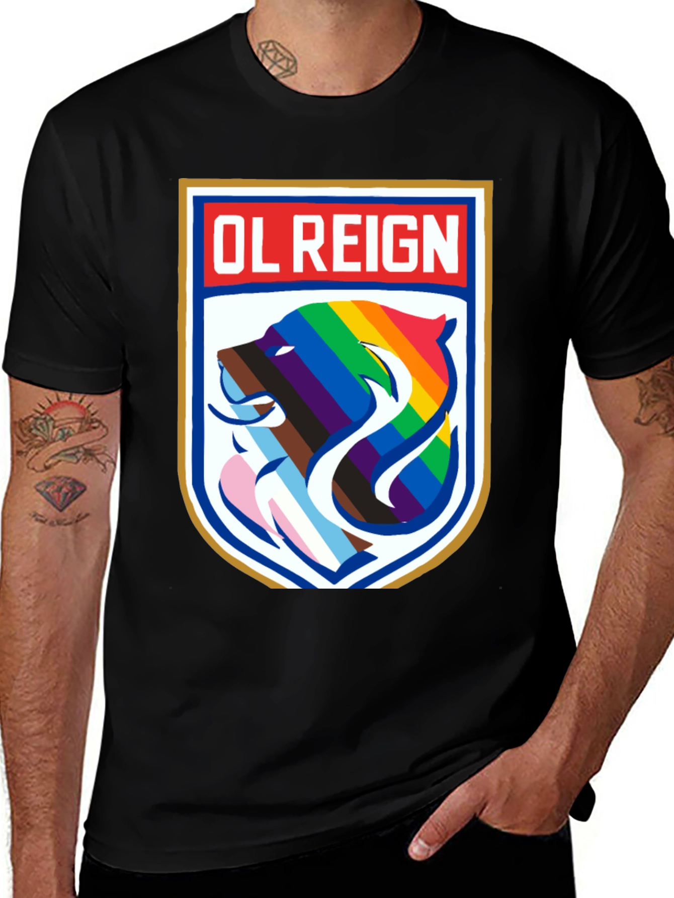 OL Reign Pride T-Shirt - LGBTQ+ Bear Graphic