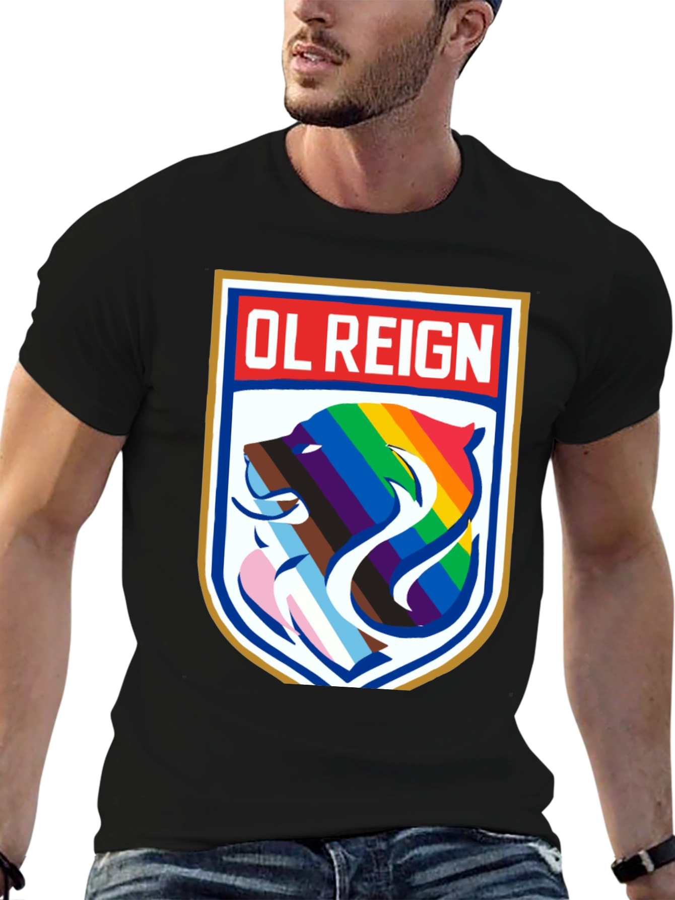 OL Reign Pride T-Shirt - LGBTQ+ Bear Graphic