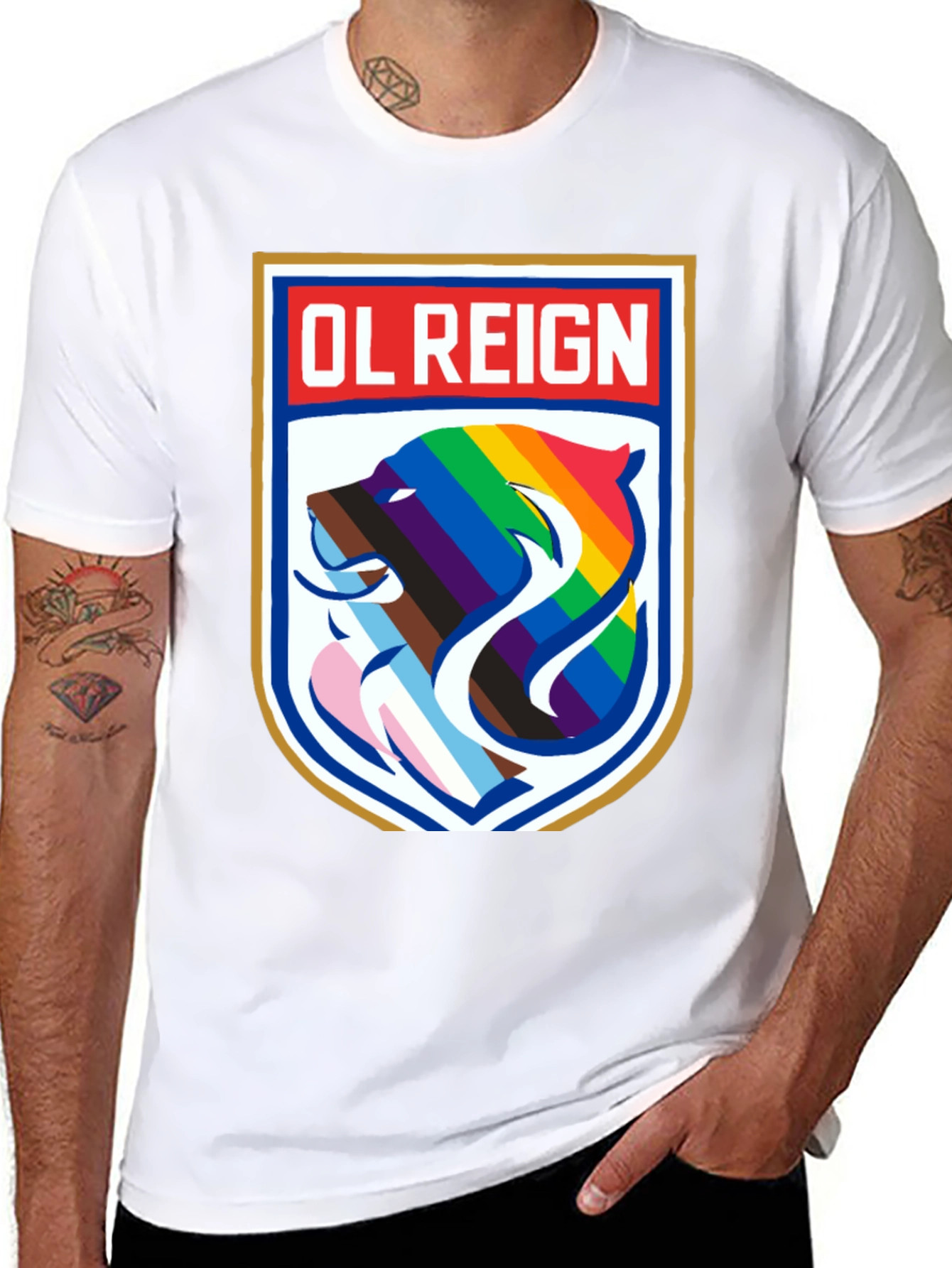 OL Reign Pride T-Shirt - LGBTQ+ Bear Graphic
